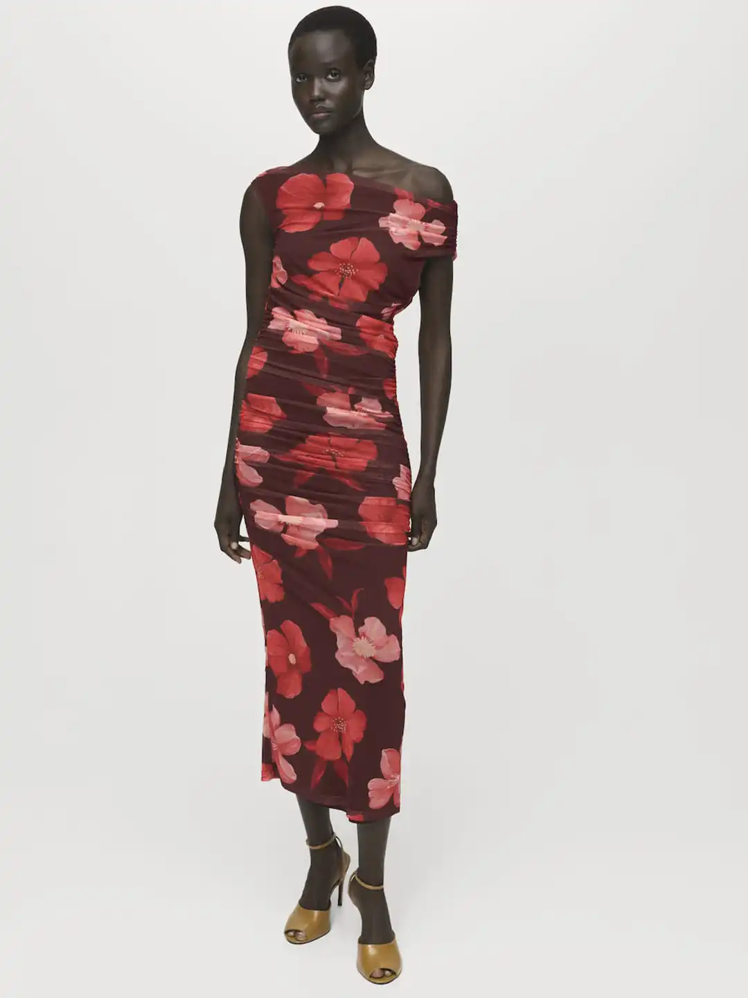 mango printed ruched dress Printed ruched dress