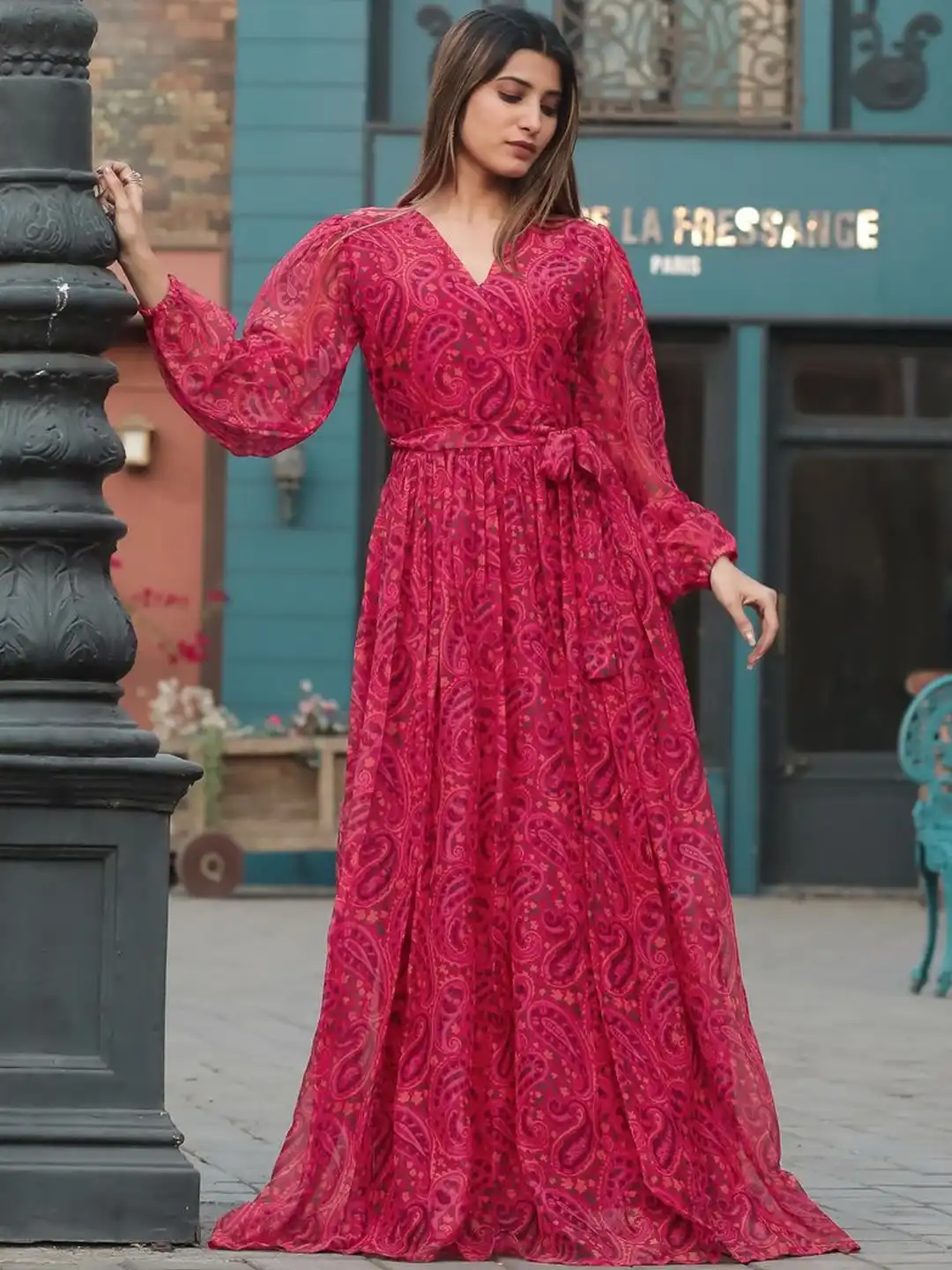 flare indian dress Prom Dress Long Open Back With Fit And Flare Skirt
