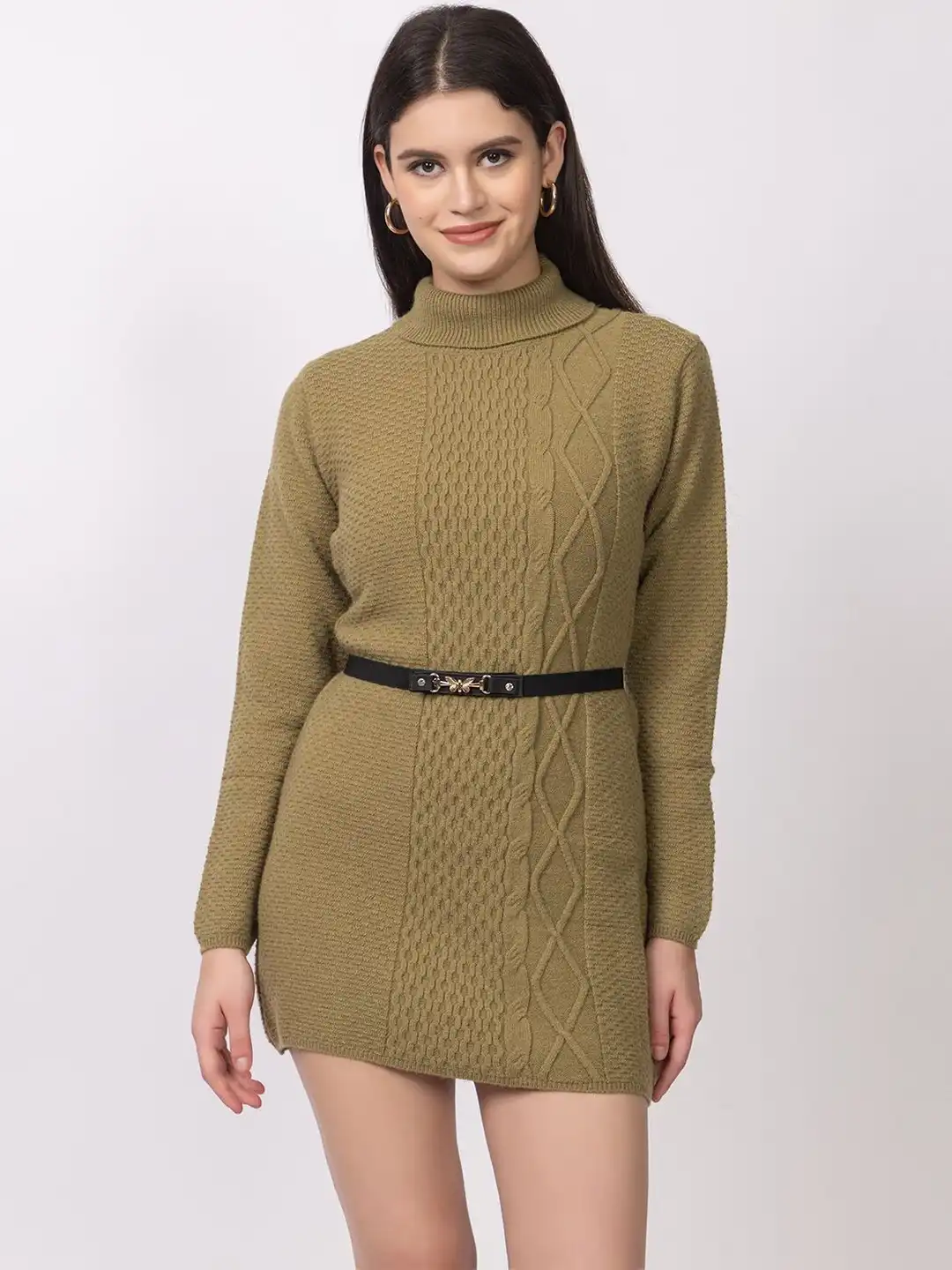 Buy DressBerry Women Green High Neck Long Sleeves Woolen Bodycon Dress -  Dresses for Women 36767634 | Myntra