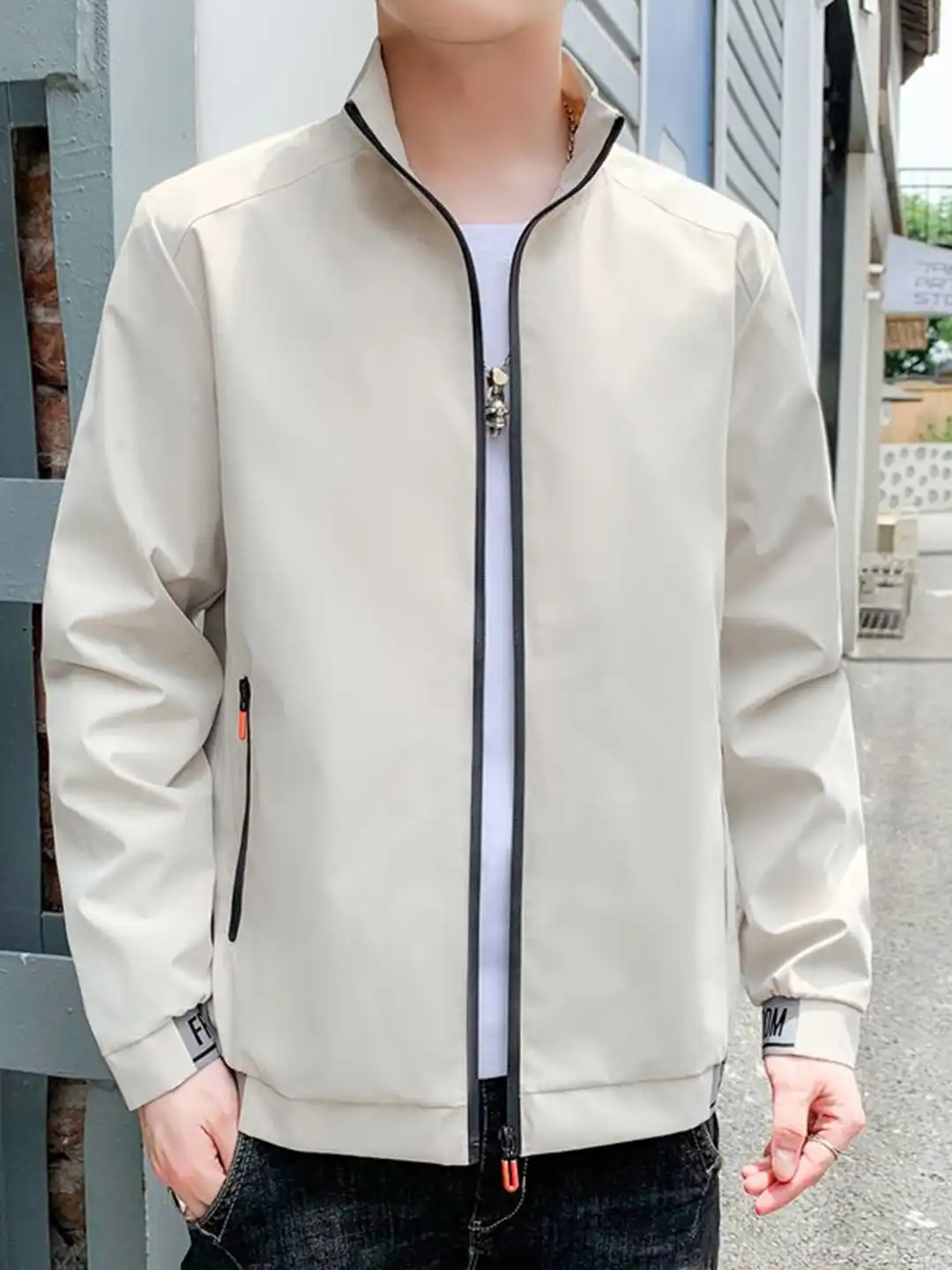 Buy StyleCast x Revolte Men Zip Detail Stand Collar Open Front