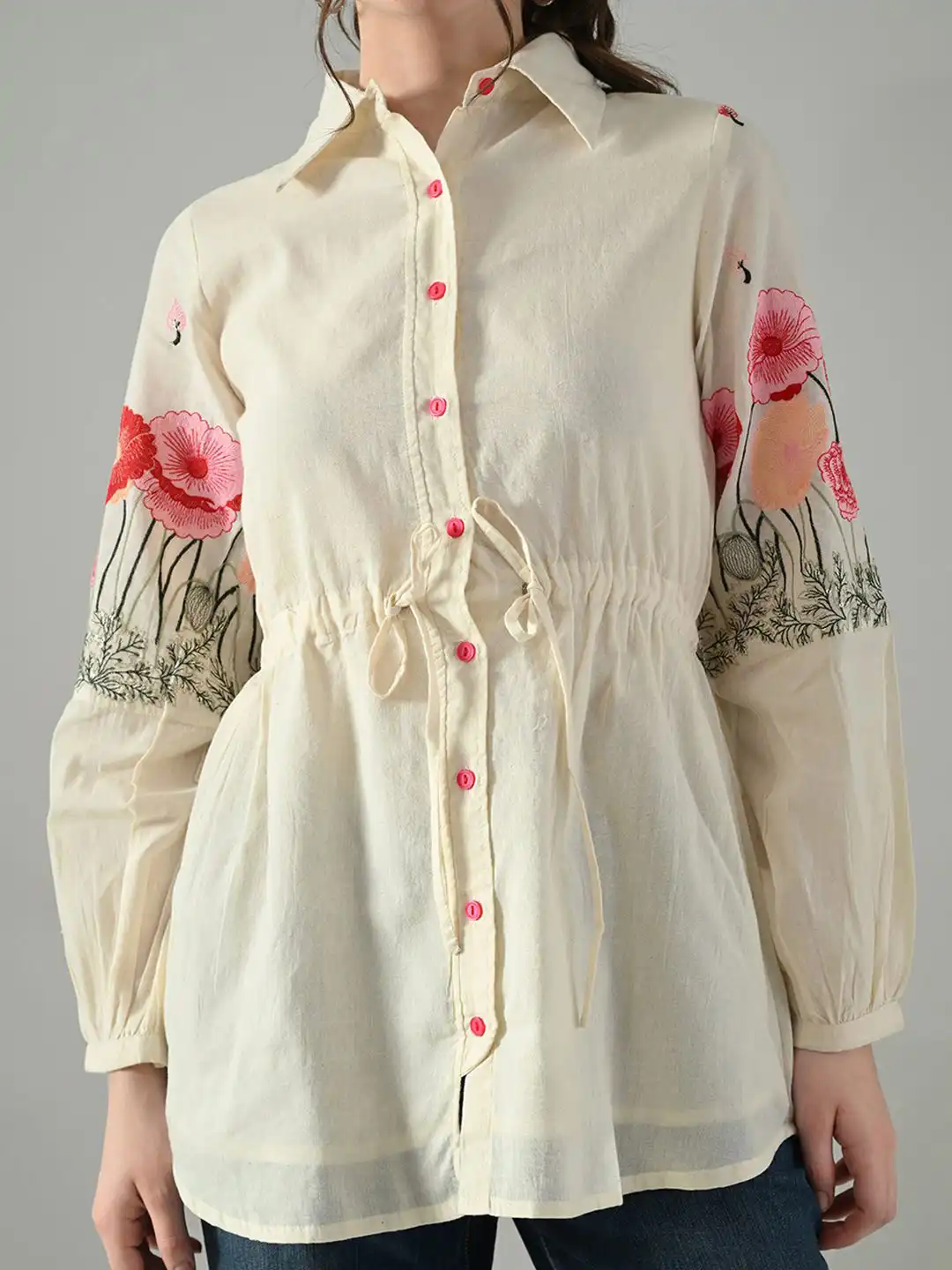 Buy The Roadster Lifestyle Co Flora Embroidered Pure Cotton Casual