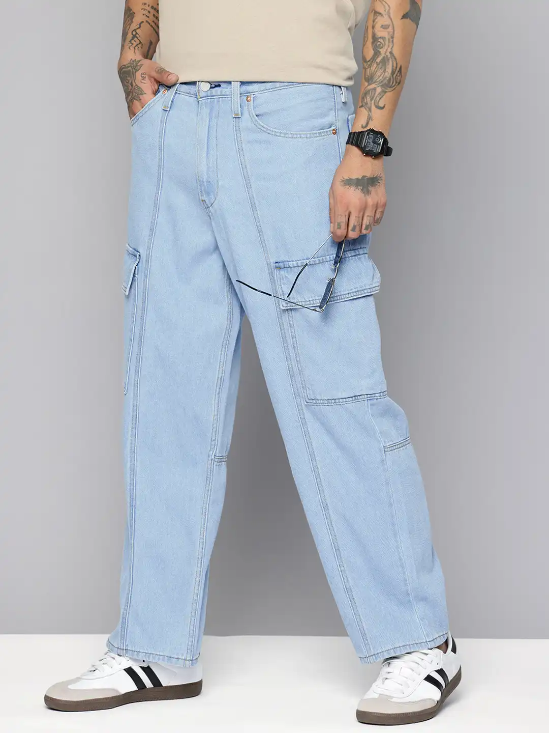 Buy Levis Men 578 Baggy Pure Cotton Cargo Style Jeans - Jeans for