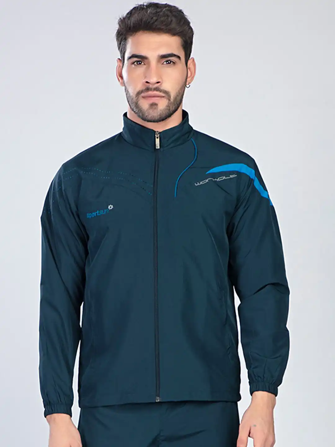 Buy SPORT SUN Men Mock Collar Solid Lightweight Sporty Jacket
