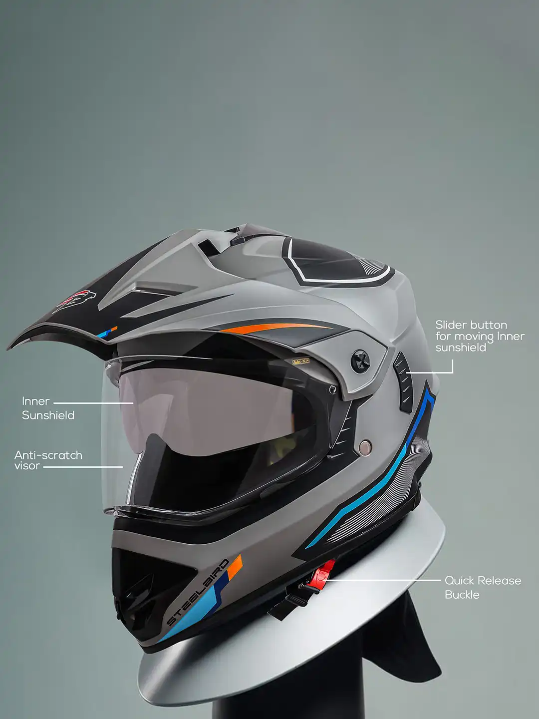 Buy Steelbird SBH 13 ISS Racer Double Visor Full Face Helmet