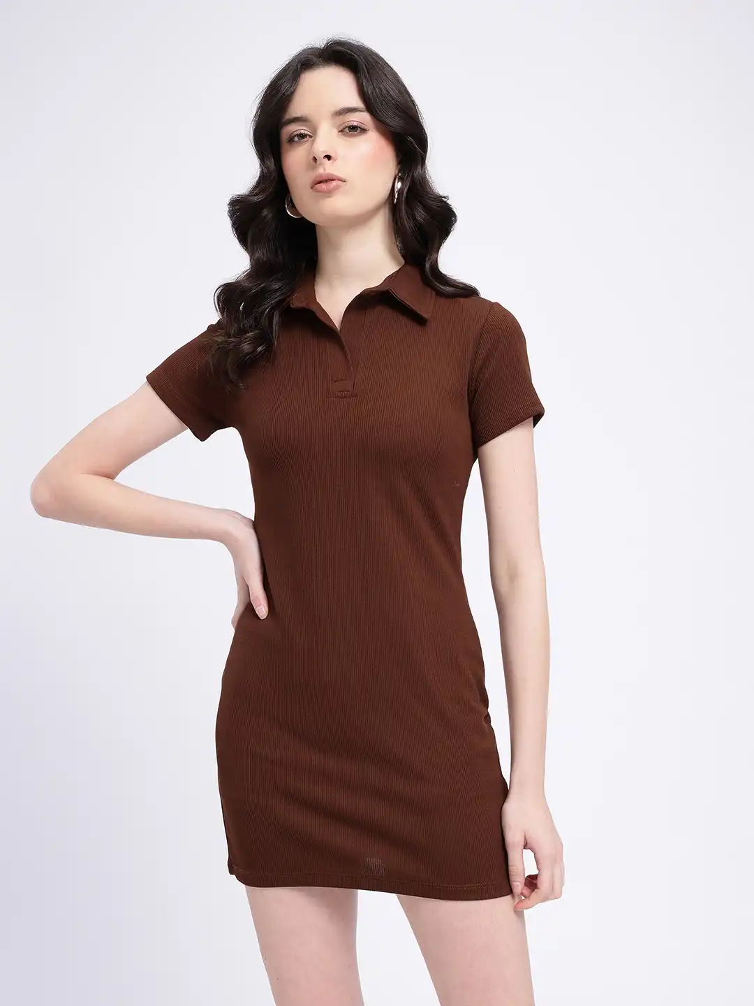 glitchez Polo Collar Bodycon Mini Dress