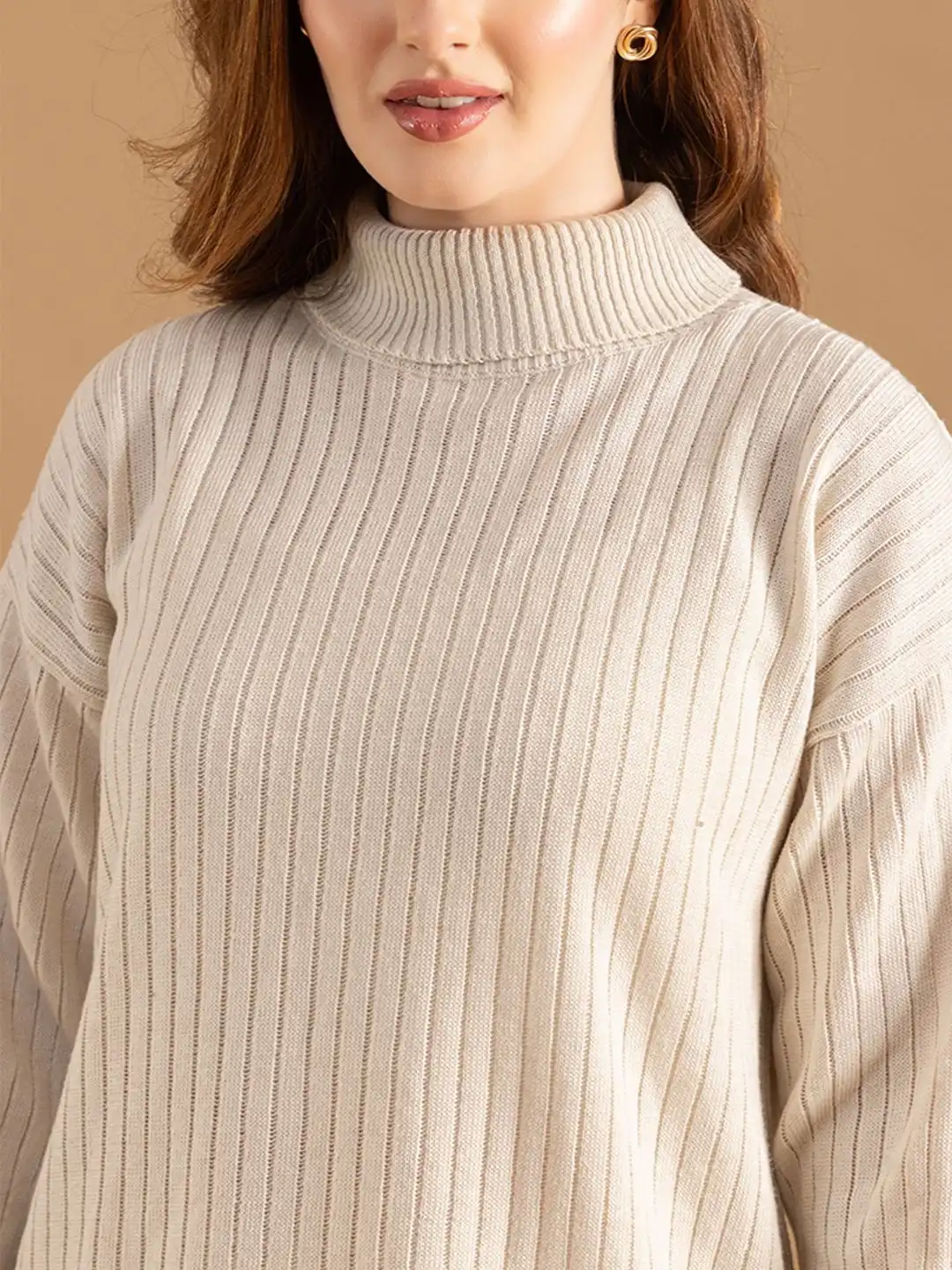 【BEIGE】Knit-sew pullover Buy Beige Sweater Women Cable Sweater Beige Wool Sweater Hand