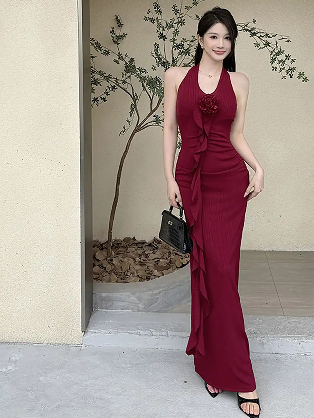 Buy LULU & SKY Women Halter Neck Ruffled Sheath Maxi Dress - Dresses for Women 36828448 | Myntra Buy LULU & SKY Women Halter Neck Ruffled Sheath Maxi Dress - Dresses for Women 36828448 | Myntra