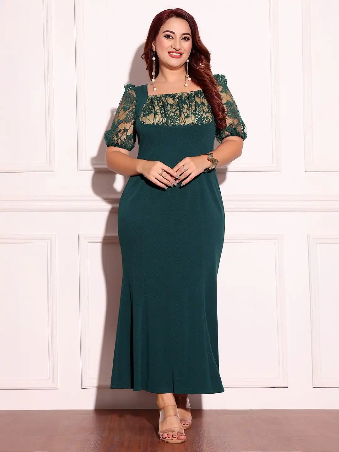ruched asymmetric midi dress Long Sleeve Prom Dresses Mermaid Ankle-length Lace High Low Prom Dress –  Anna PromDress