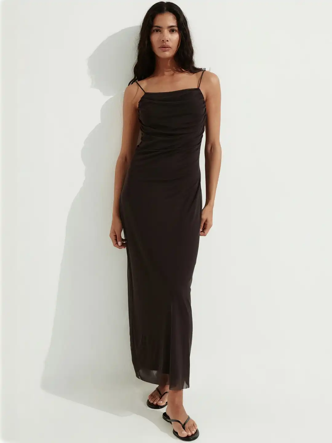 draped mesh strappy dress H&M Draped Mesh Strappy Dress