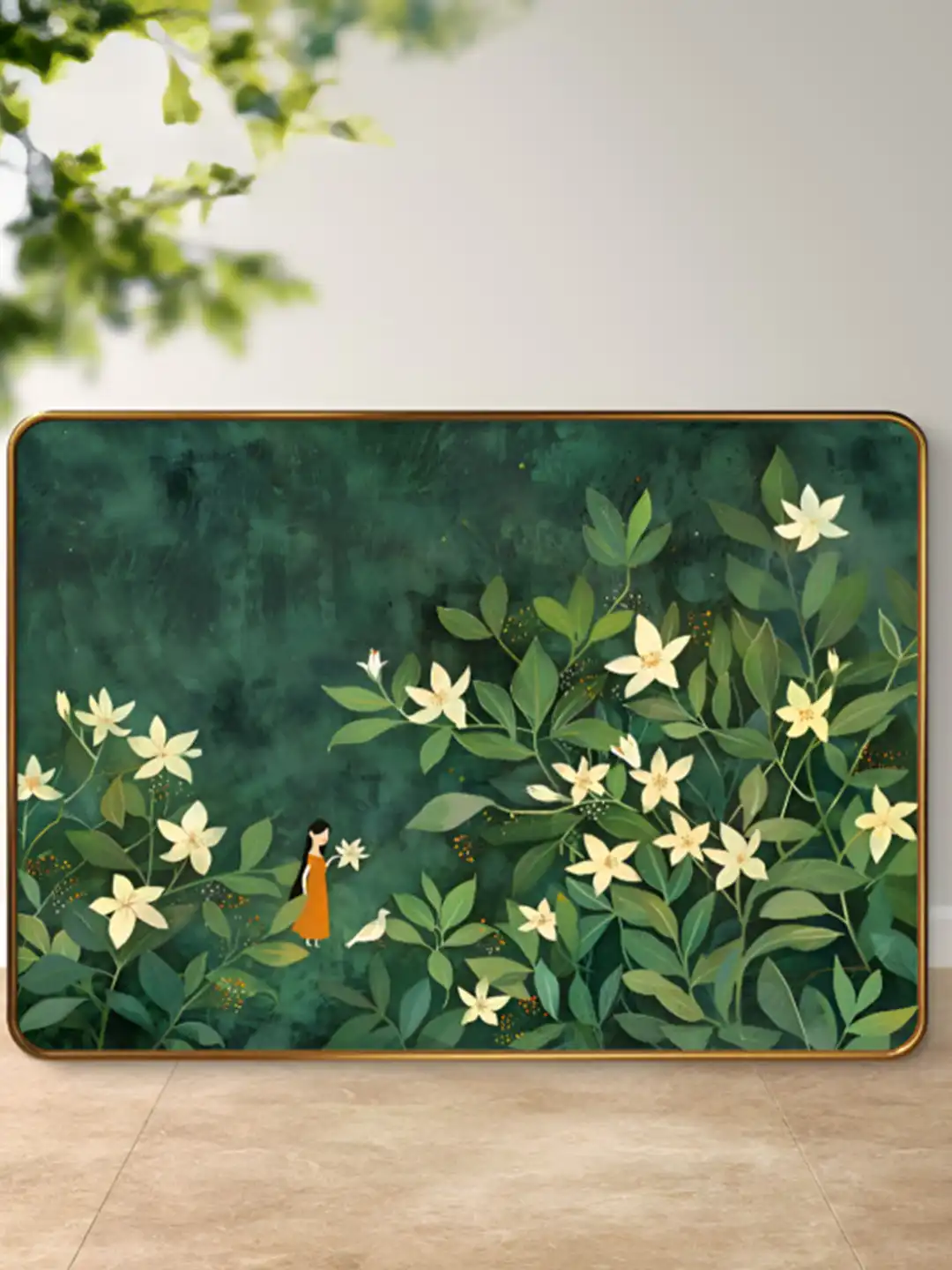 Buy SAF Green & White Greeny flower Sparkle Lamination Finished