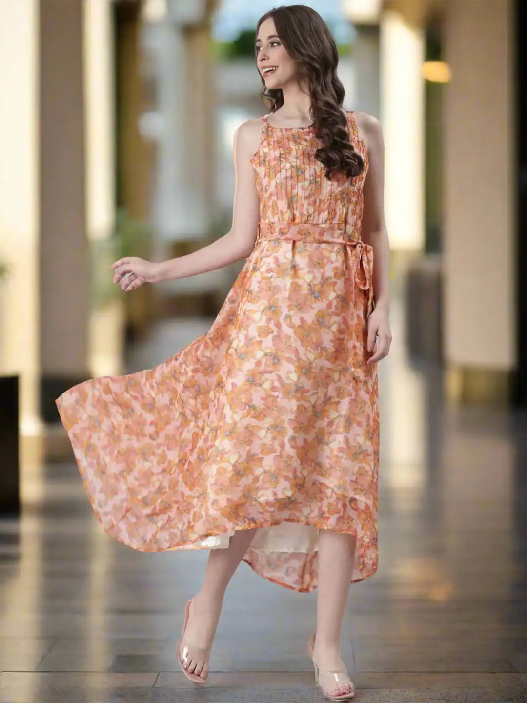 chiffon fit and flare midi dress Women's The Ocean Fit and Flare Corset Waist Chiffon Midi Dress XS/XS/S/M/L/XL/Customize Blue/Pink/Nude MEAN BLVD Pink / XS