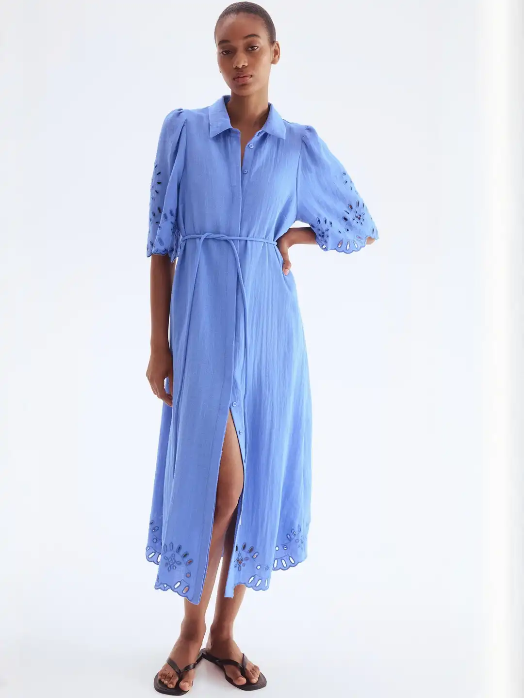 h&m broderie anglaise shirt dress Women's Black Broderie anglaise shirt dress