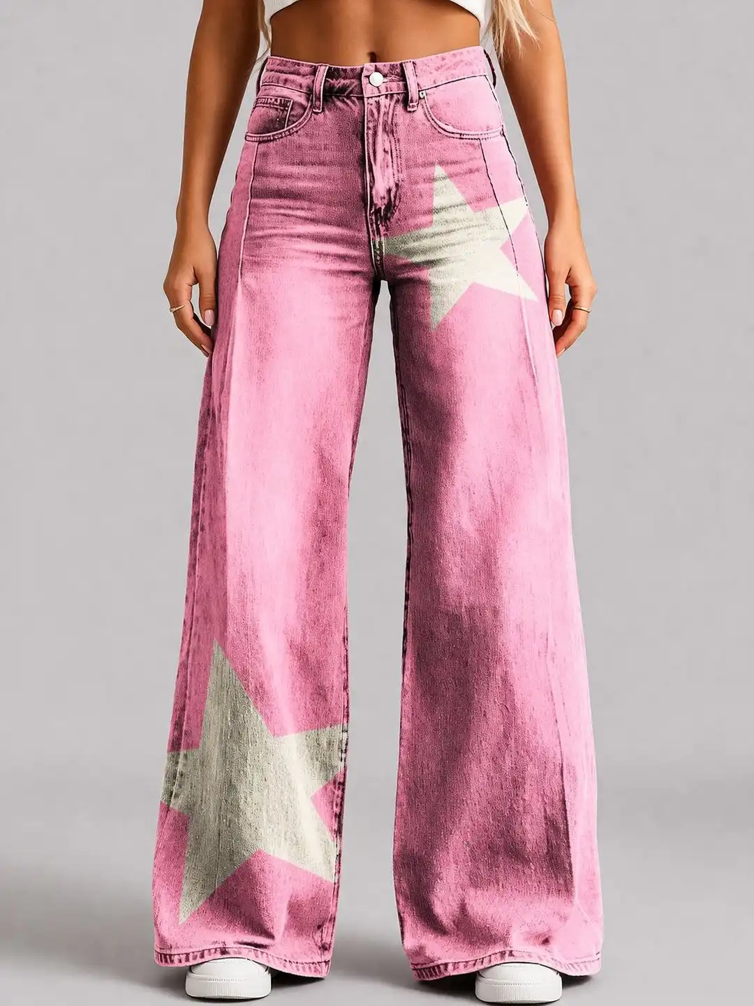 Buy Suo Women Graphic Printed Lean Bootcut High-Rise Trousers