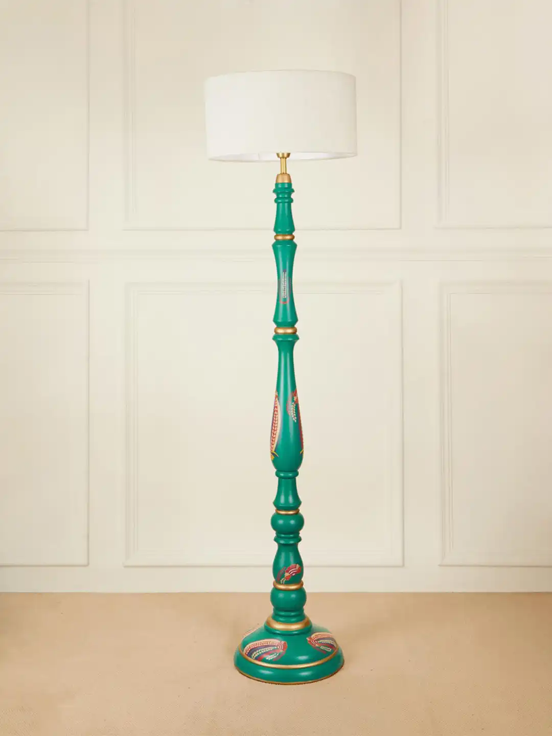 Buy Fabindia Green Bageecha Flooor Lamp Without Shade - Floor