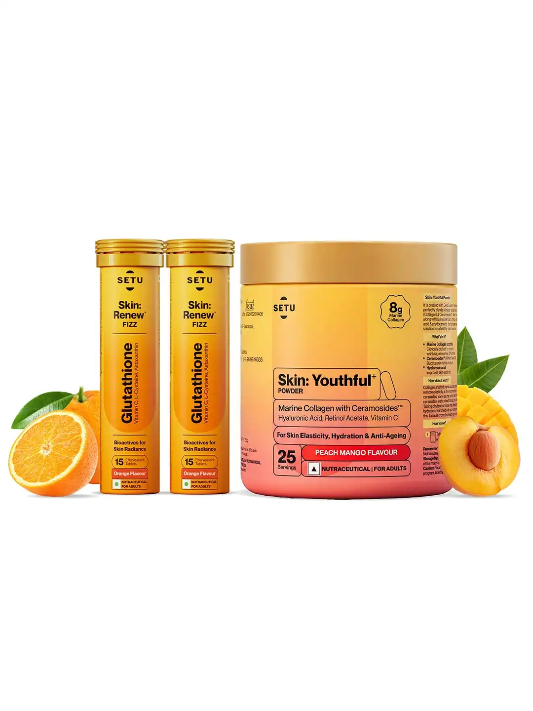 Buy SETU Skin Renew Glutathione Fizz 30 Tablets with Skin Youthful Marine Collagen Powder 250g - Skin Supplements for Unisex 25794382