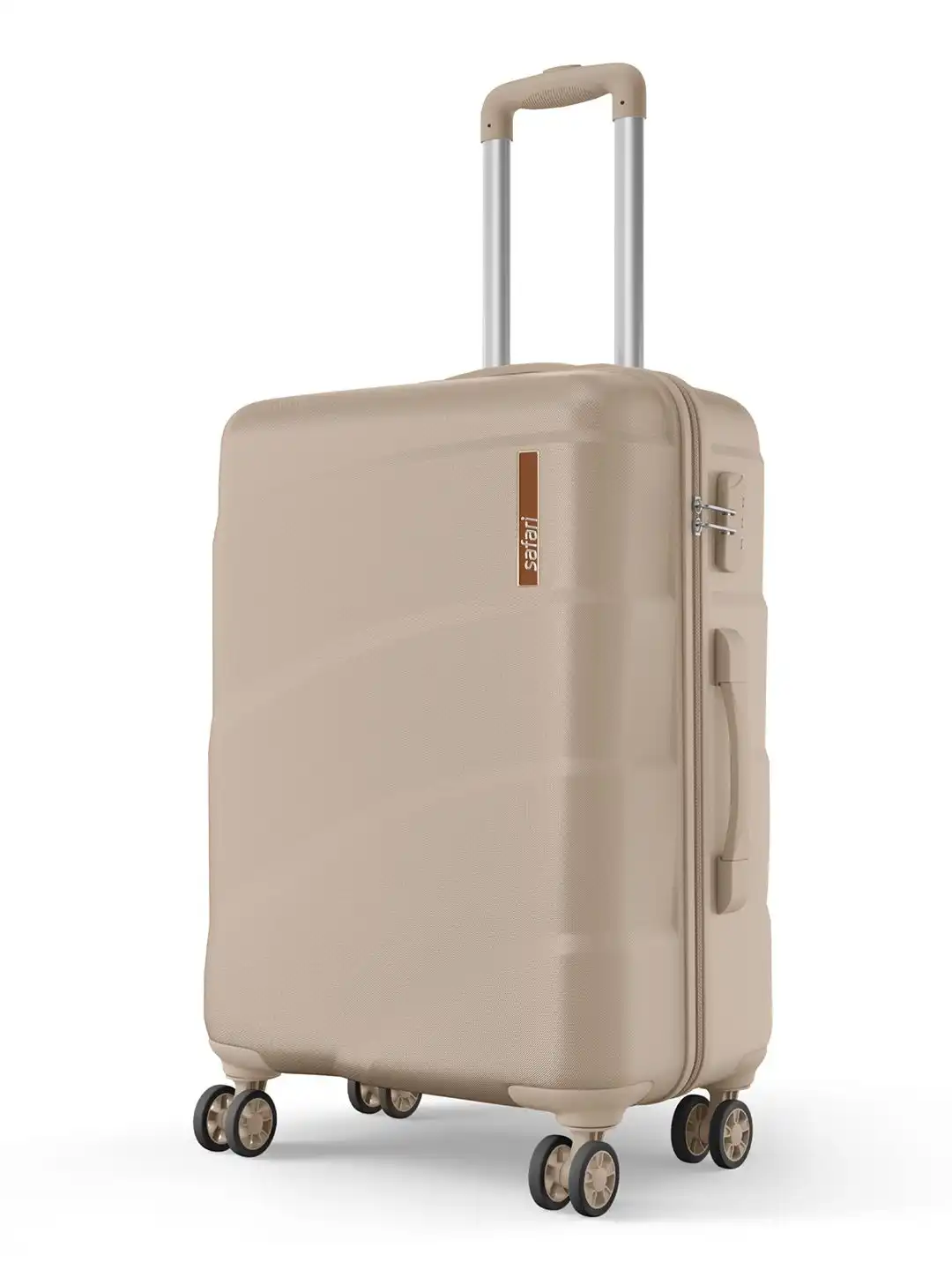 Buy Safari Zuno Champagne Hard Sided 8 Wheel Medium Trolley Bag