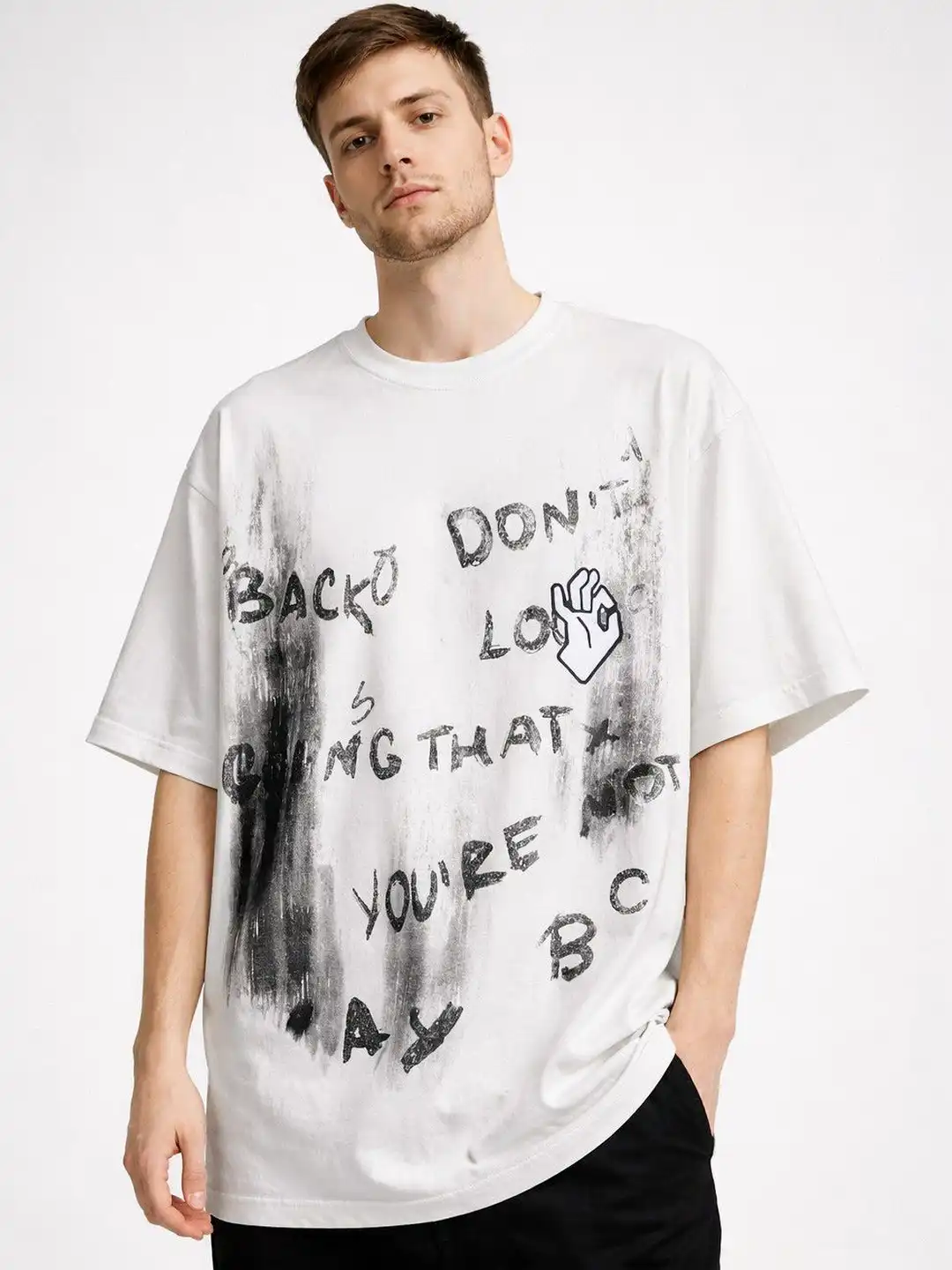 Buy ANDREW HILL Men Typography Printed Raw Edge T-shirt - Tshirts