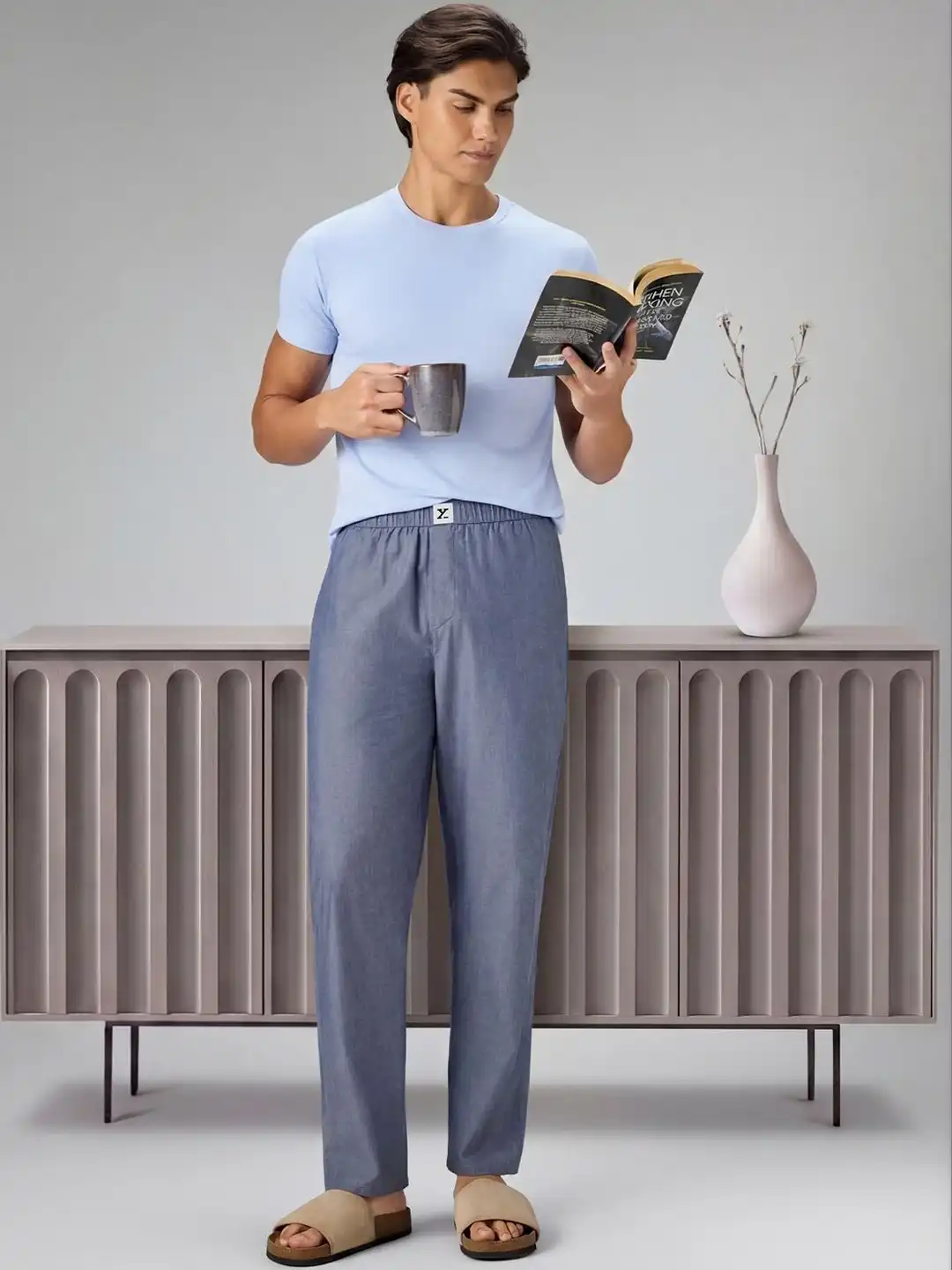 Buy XYXX Men Solid Cotton Ultra-Breathable Chambray Pyjamas