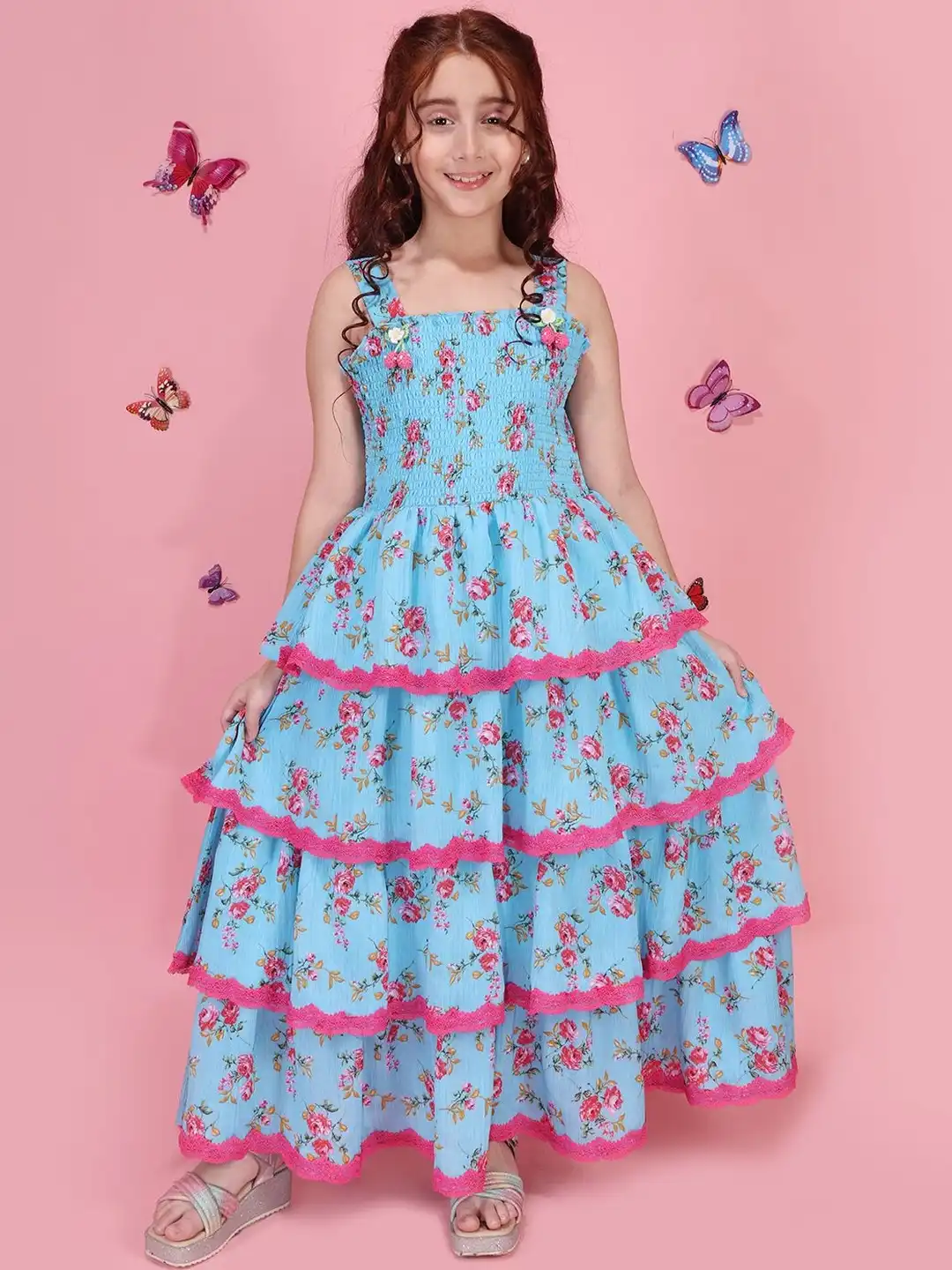 cutecumber maxi dress Girls Maxi Cutecumber Maxi Dress Girls' Sweet Strawberries Ruffle Maxi Dress Size: 11/12 By Mila