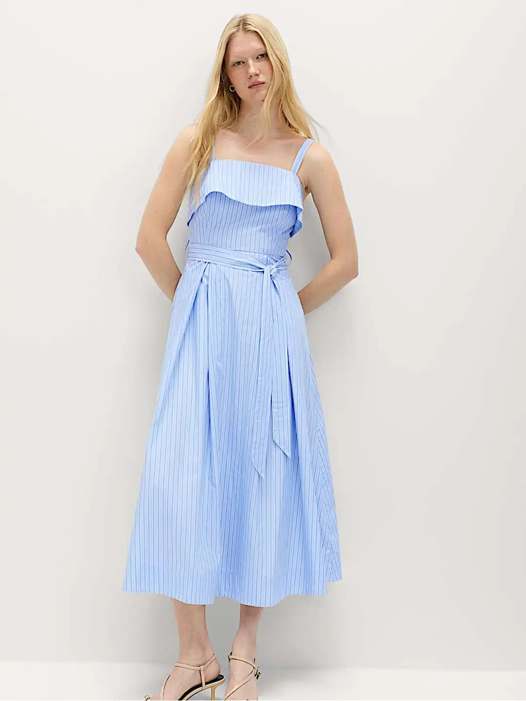 marks and spencer bridesmaid dresses Buy & Striped Ruffled Midi Dress - for Women 39357055 Colors:Yellow Lace Appliques Bodice A-Line JULY26WK4