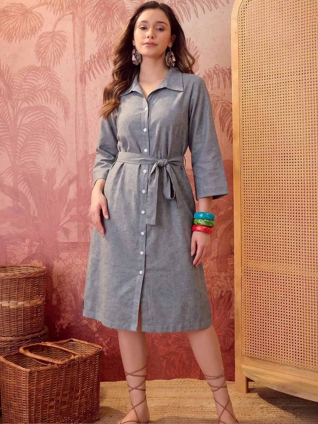blue knit midi dress Breeze linen main image 0