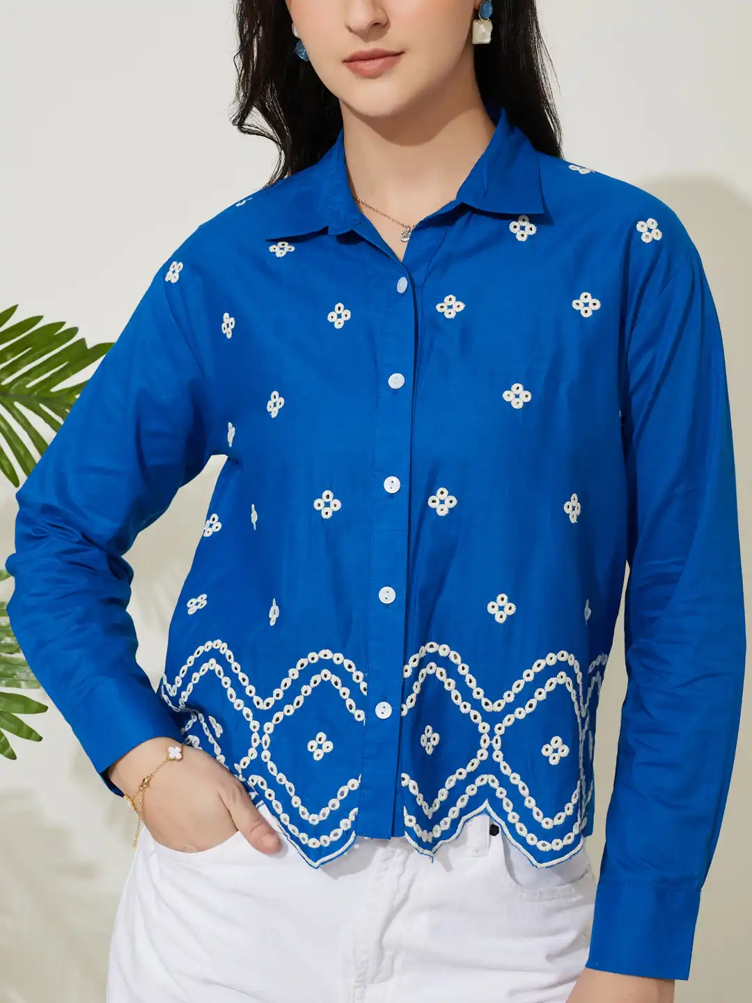 Buy J Turritopsis Women Pure Cotton Regular Fit Embroidered Full