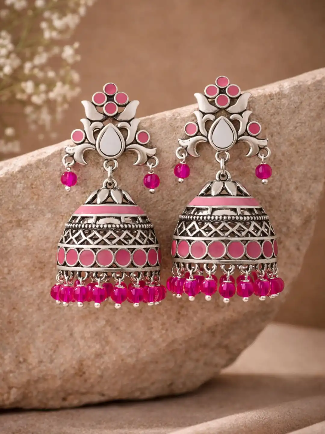 artificial jhumka pink jhumkas online Buy Rangabati Pink Embellisheds Jhumka Earrings Earrings for Women  9300773 Myntra