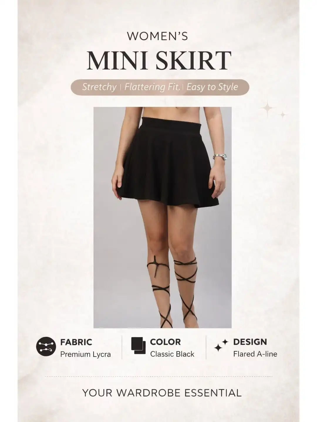Buy Arrabi Women Crepe Korean Mini Flared Skirt - Skirts for Women