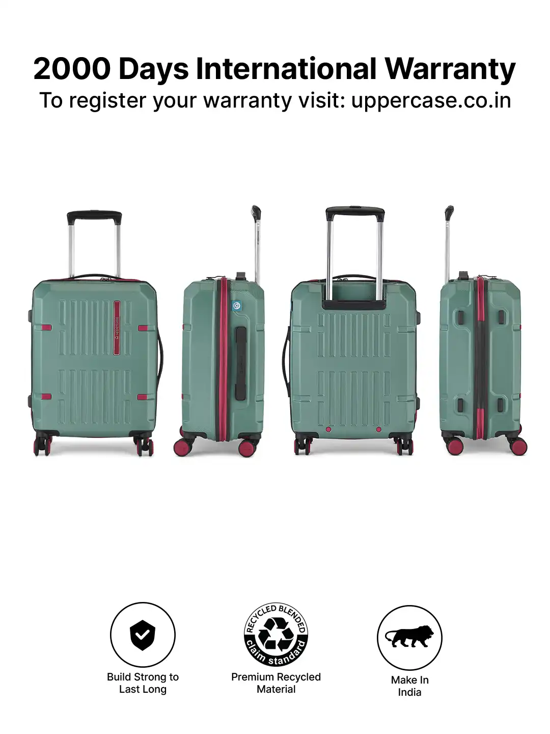 Buy uppercase Hexa Textured Large Hard Sided Trolley Bag With TSA