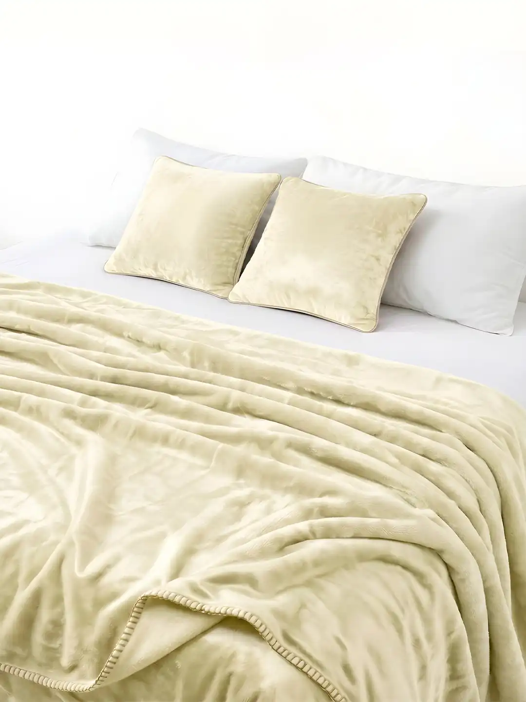 Buy Zarf Cream Microfiber AC Room 300 GSM Double Bed Blanket With