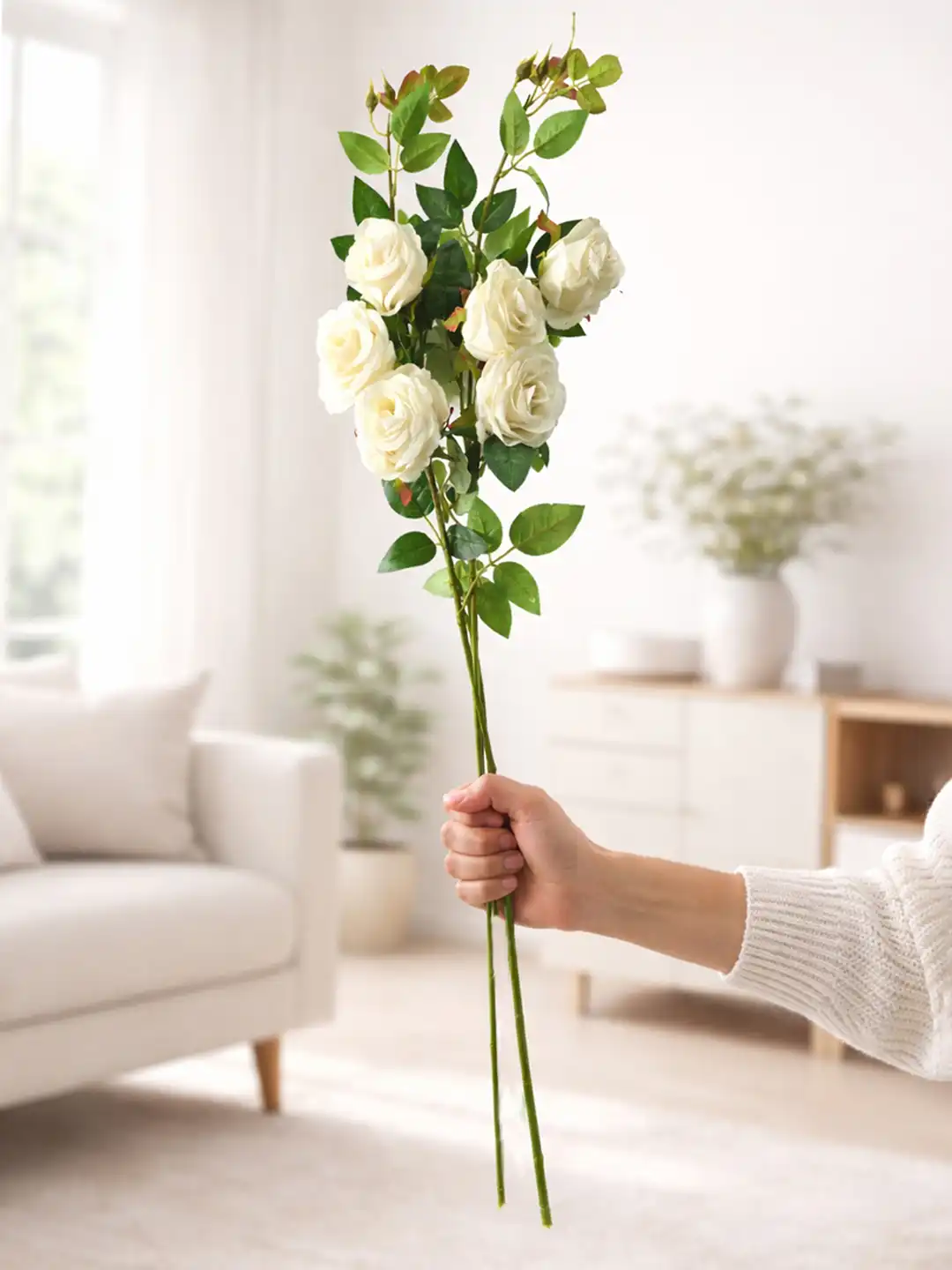 Buy Art Street Artificial White Rose 2 Pcs Flower Stems Bunch