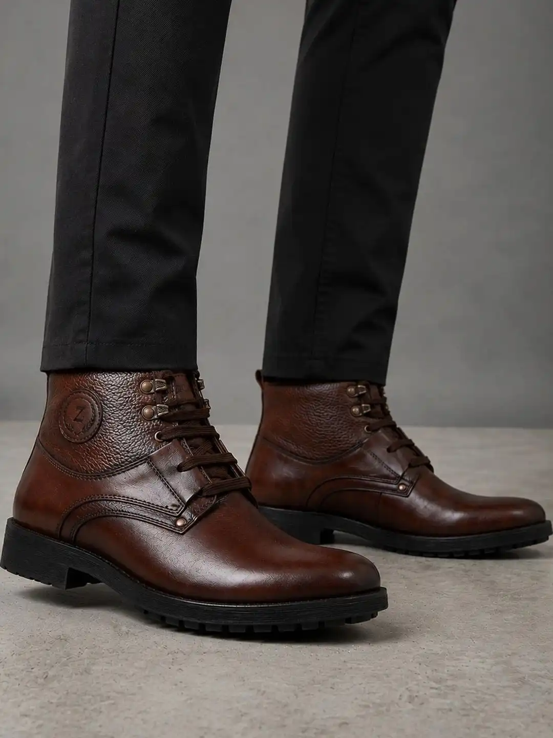 Buy Zoom Shoes Men Brown Solid Leather Casual Boots - Boots for Men 19512932