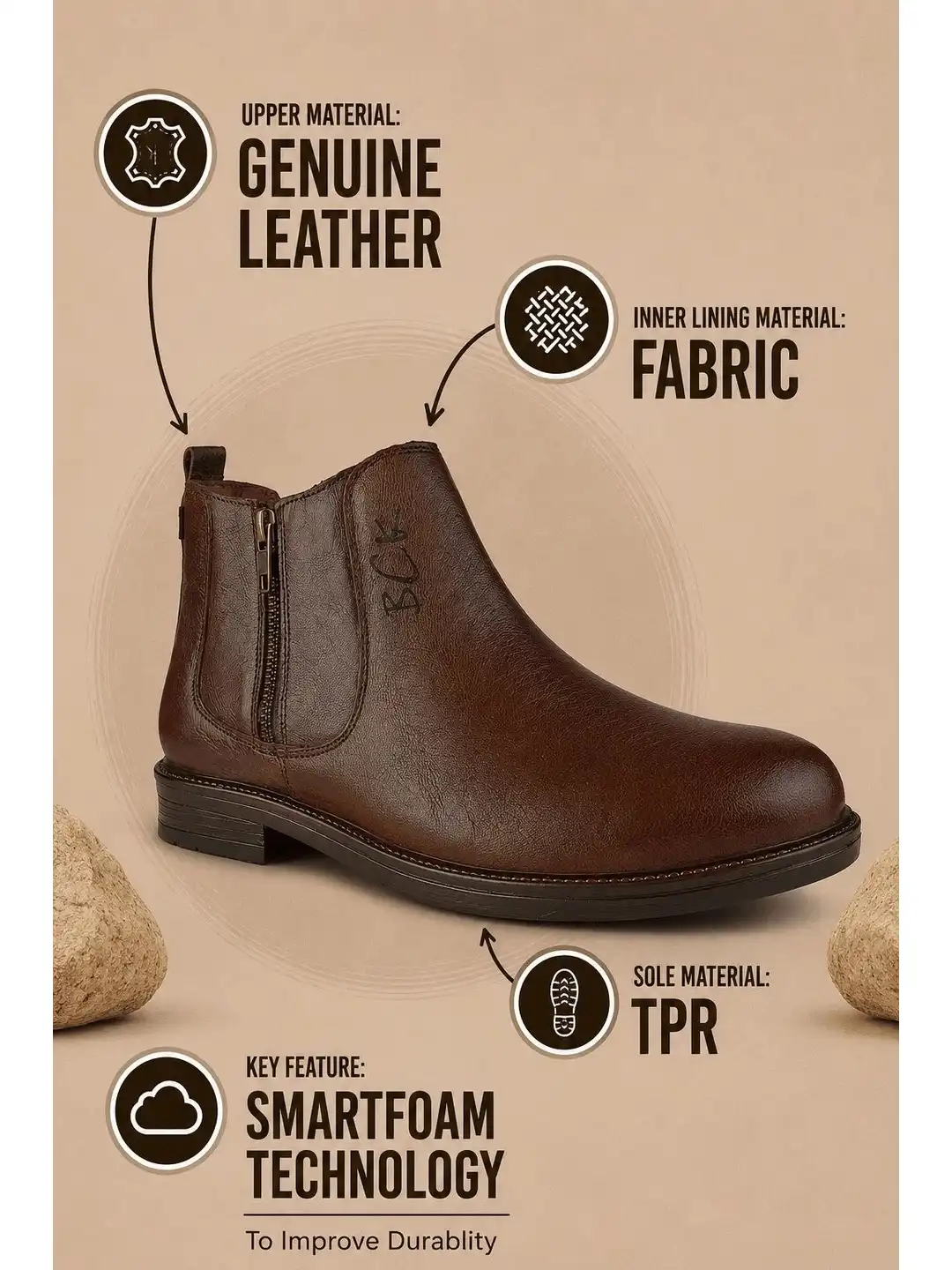 Buy Buckaroo Men Solid Leather Chelsea Boots - Boots for Men