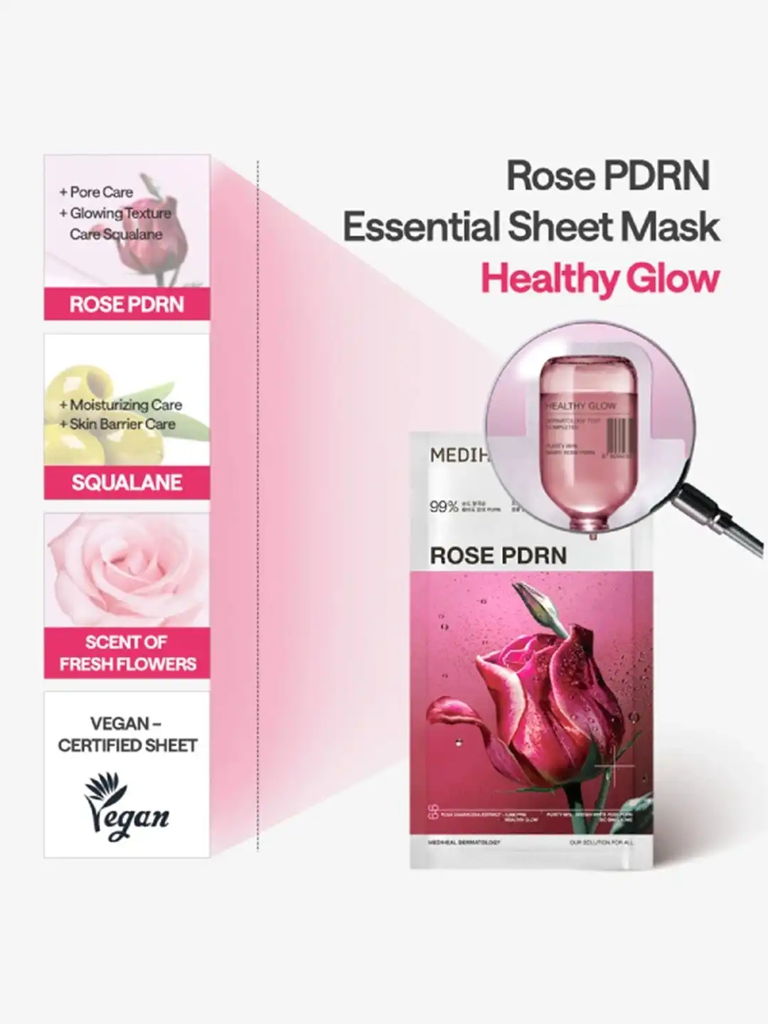 Mediheal ROSE PDRN フェイスパック　ダダックファン40包 Buy MEDIHEAL Rose PDRN Essential Sheet Mask - 24 ml - Mask and