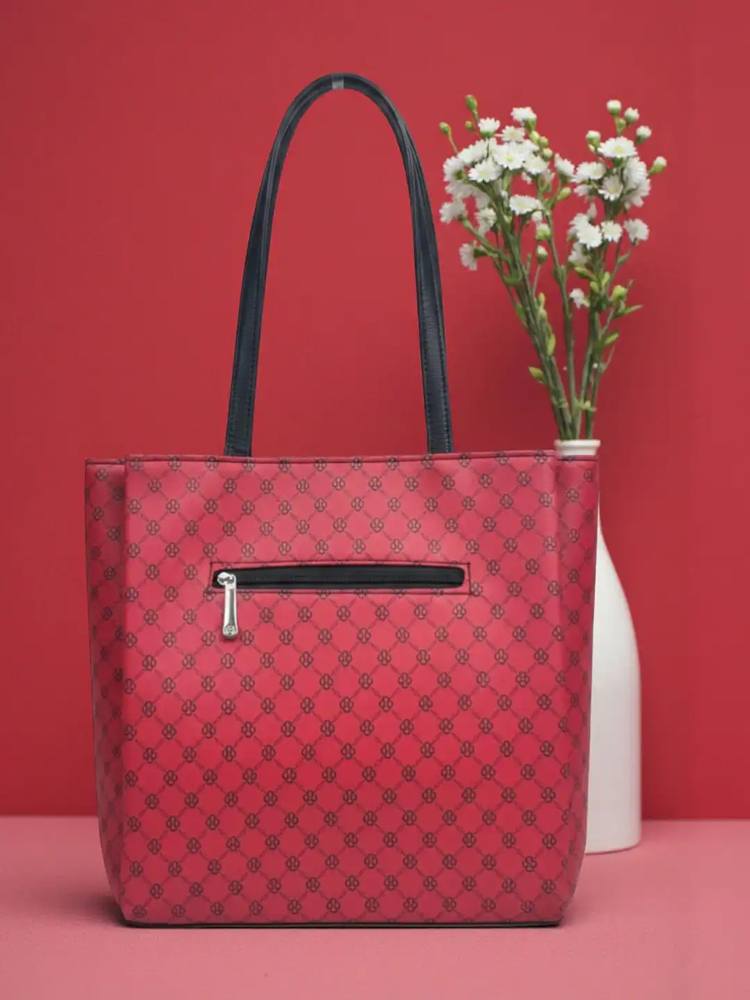 Buy CLARIS JAMES Printed PU Structured Tote Bag with Tasselled