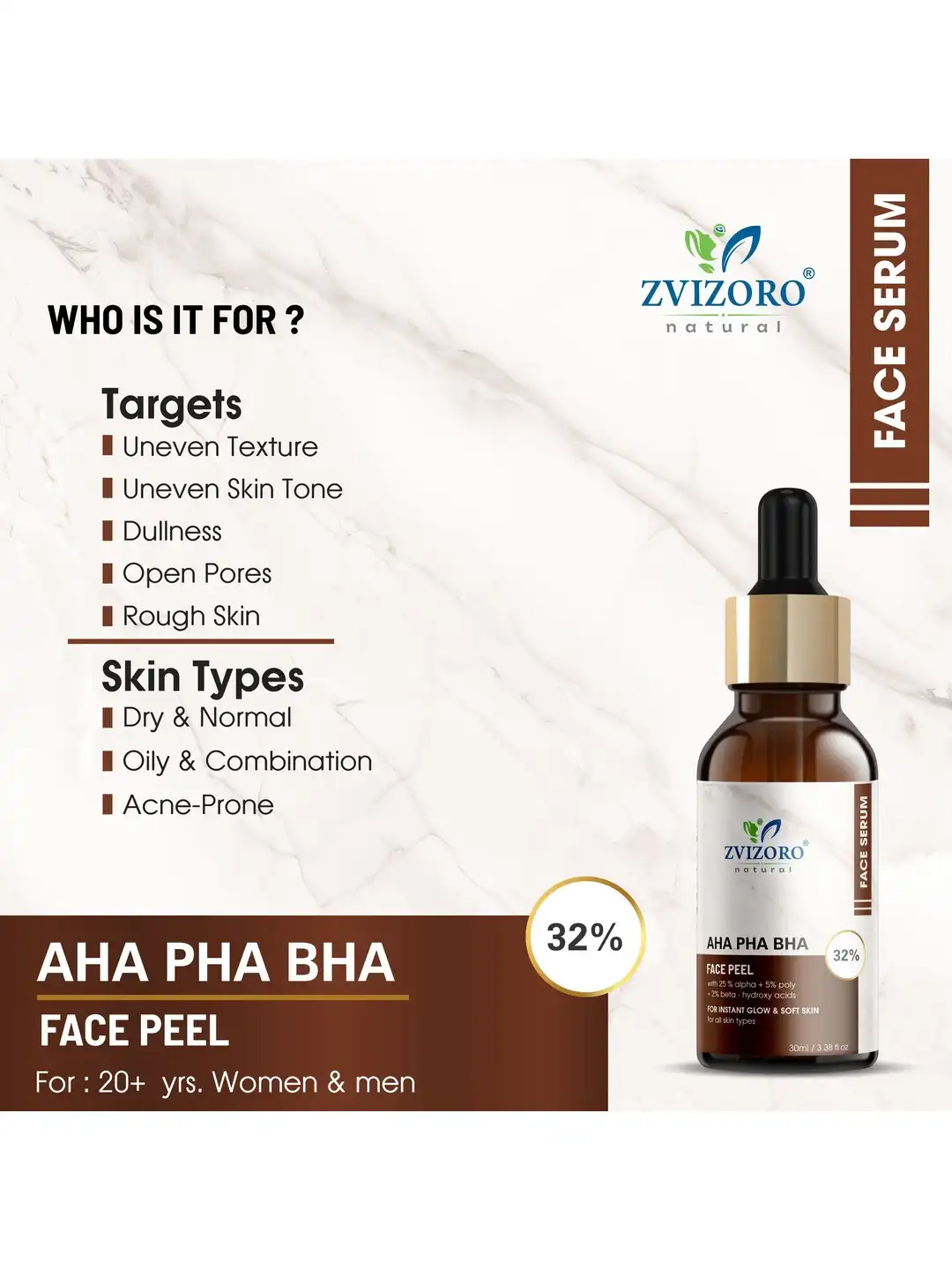 Buy ZVIZORO 32% AHA, PHA, BHA Face Serum - 30 ml - Serum for