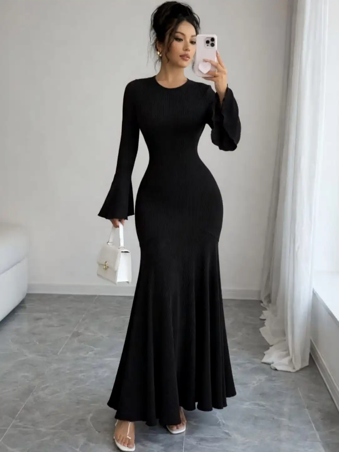 bell sleeve bodycon dress Buy SZN Maxi - Dresses for Women 40018815 White Burgundy Embroidered Dress The fabric is high collection-auto_intimate-sets Dress style:Dress