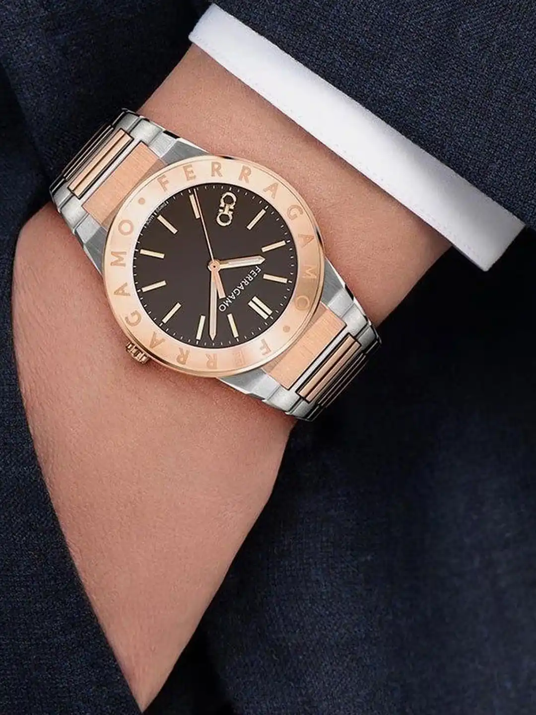 Buy Ferragamo Men Dial & Bracelet Style Straps Analogue Watch