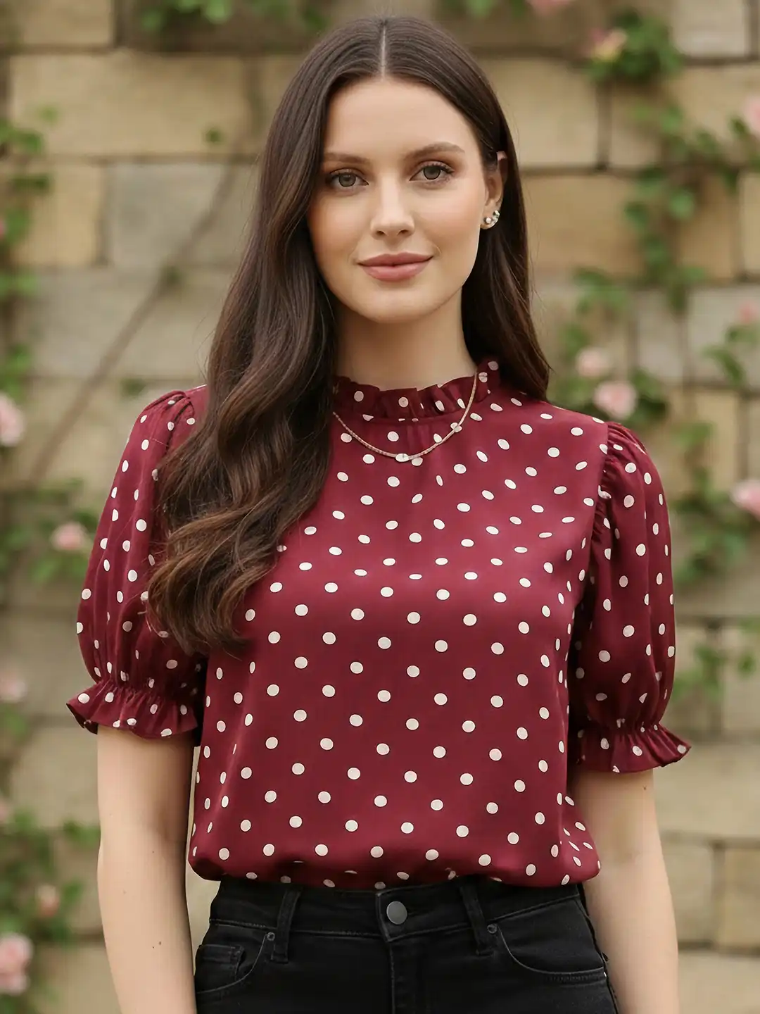 トップス room306 Random Dot Volume Tops Buy Women Ribbed Top Online at just Rs. 999.0 - 1000016020676