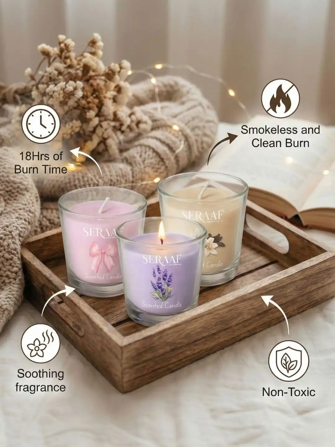Buy SERAAF Pink & Pink 3 pieces Jar Candle - Candles for Unisex