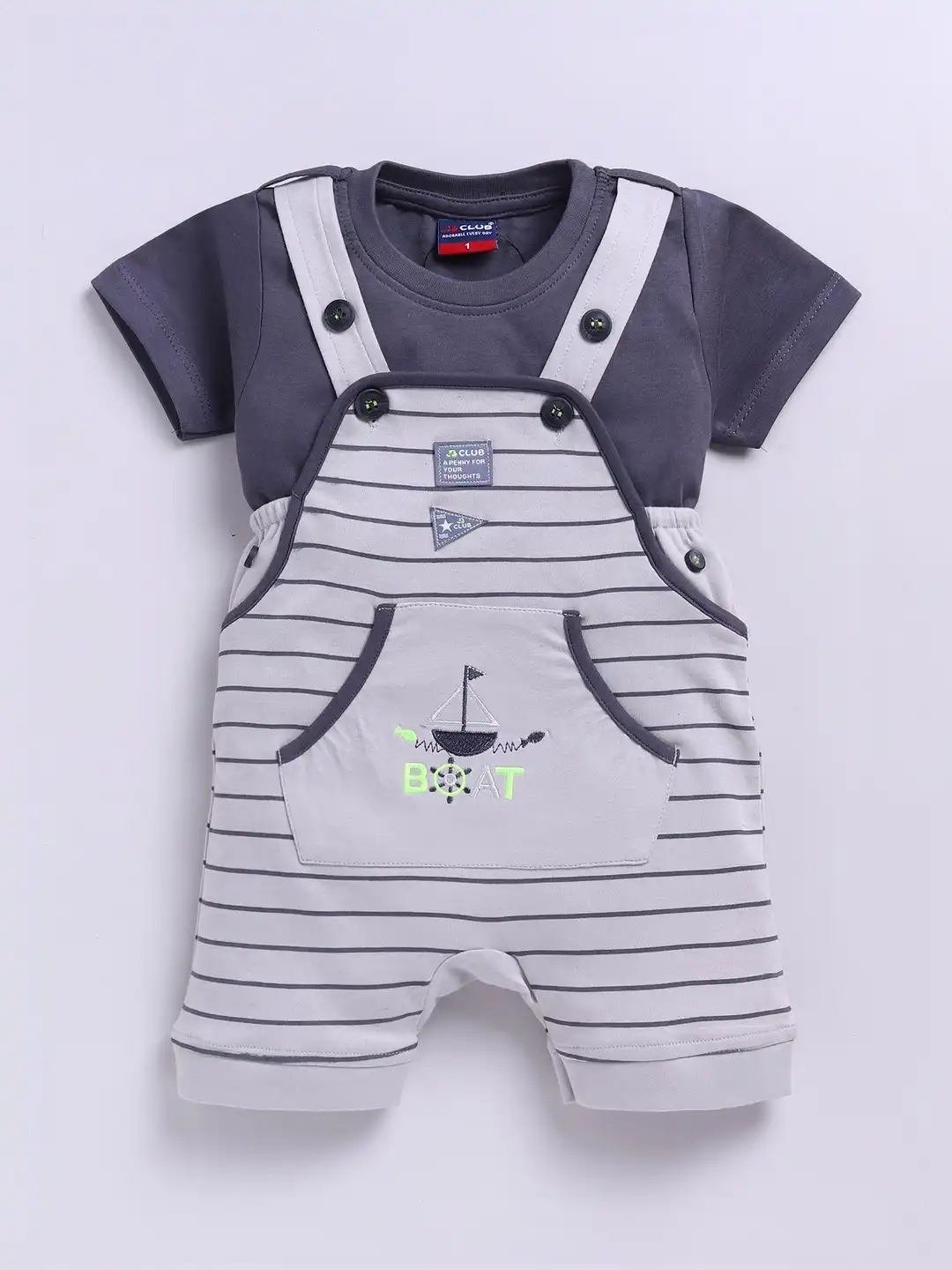 Buy Jb Club Kids Striped Cotton Dungaree With T-Shirt - Dungarees