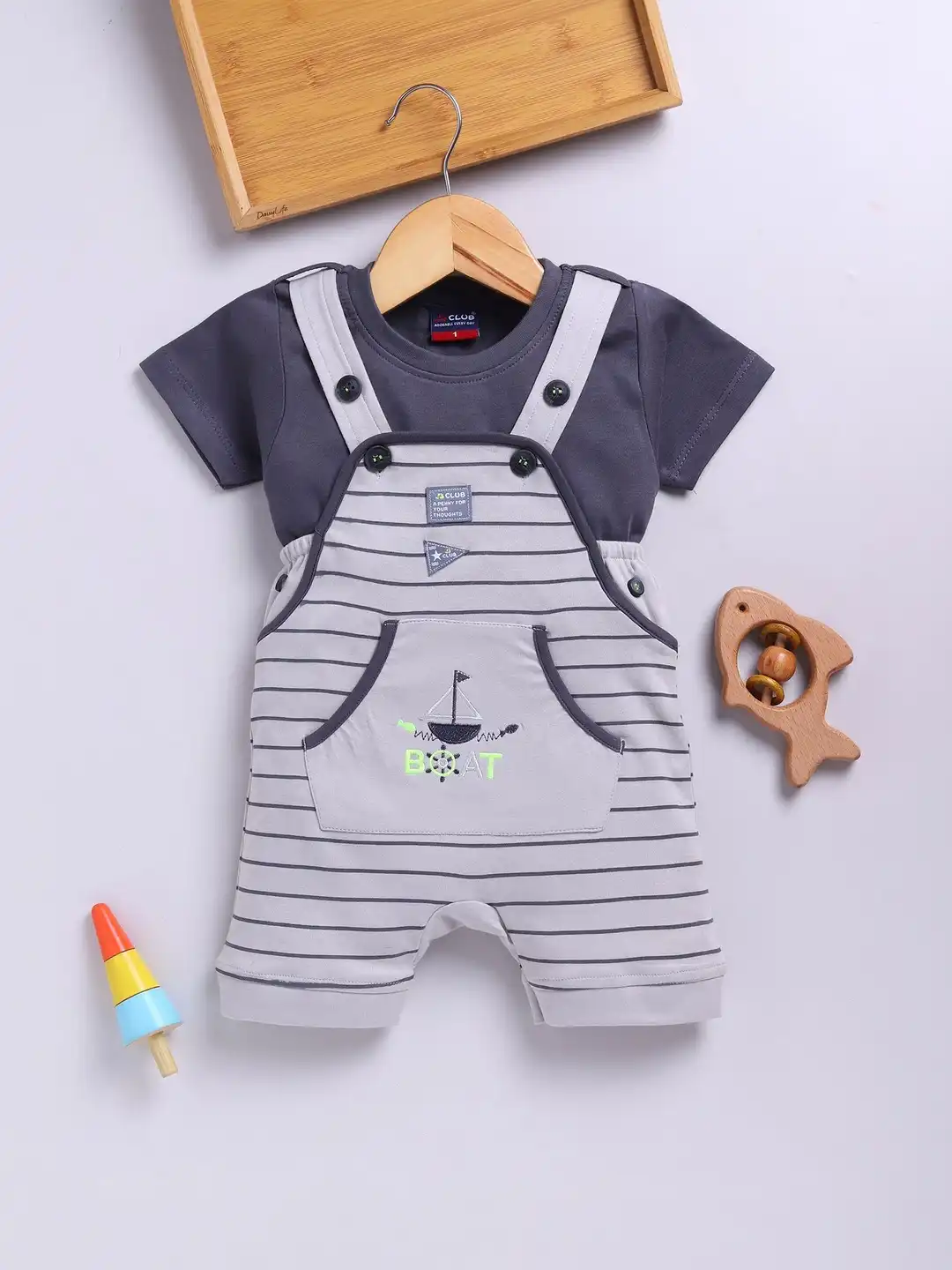 Buy Jb Club Kids Striped Cotton Dungaree With T-Shirt - Dungarees