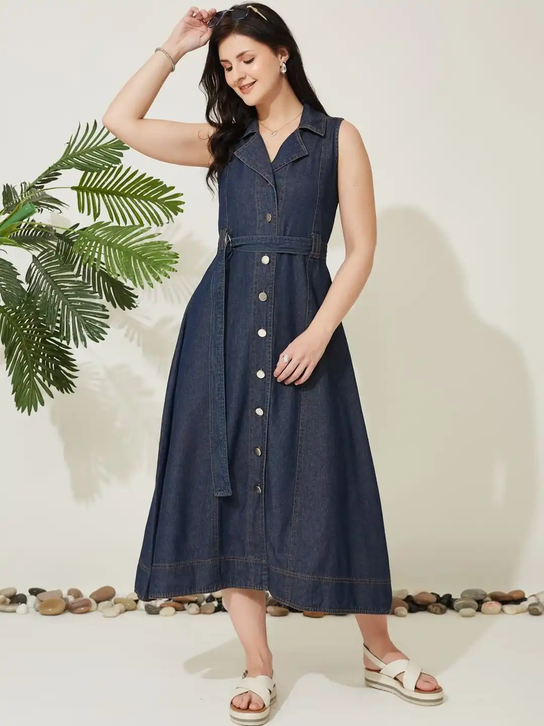 sachin and babi light blue dress Short Denim Dress with Embroidery on Back | Women's Casual Dresses main image 0