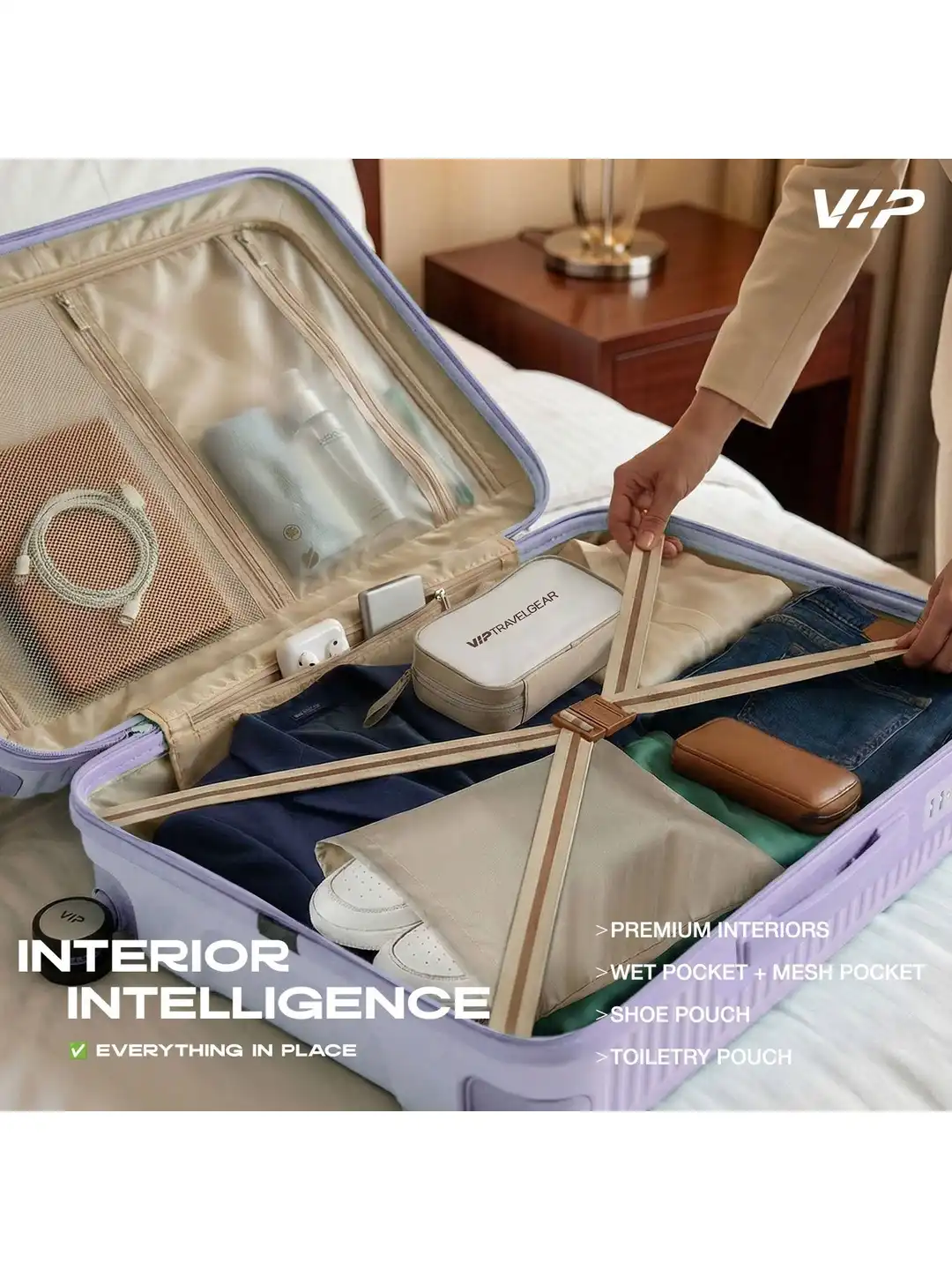 Buy VIP Vero Purple Medium Hard Luggage 65cm Check-in Trolley Bag