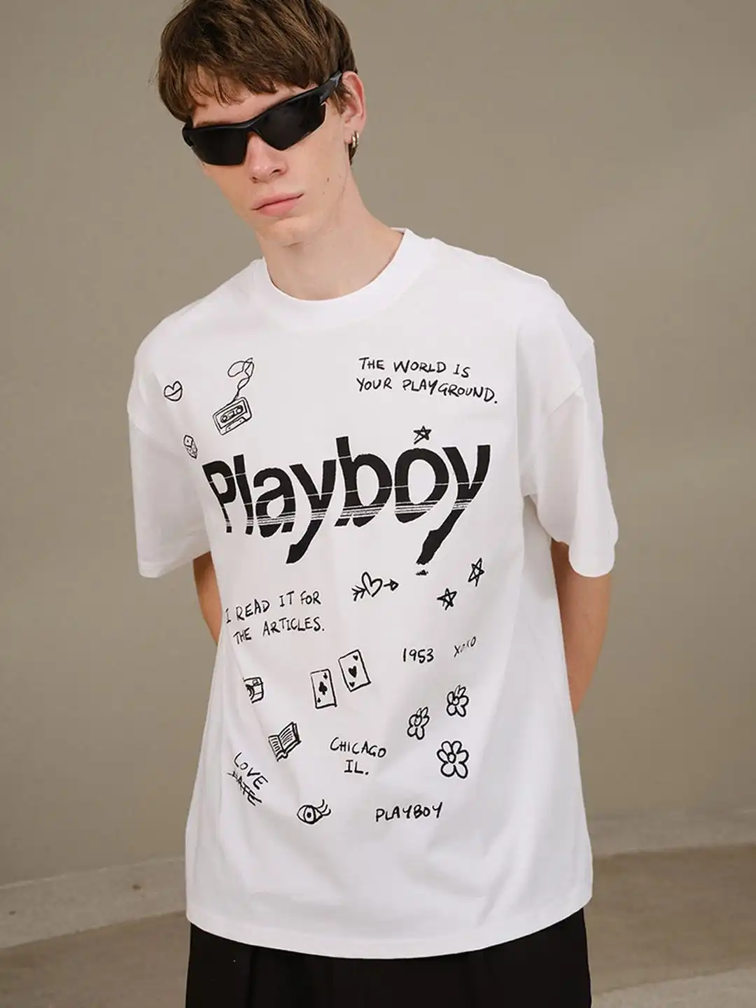 Buy Bonkers Corner Playboy Unfiltered Oversized T-shirt - Tshirts