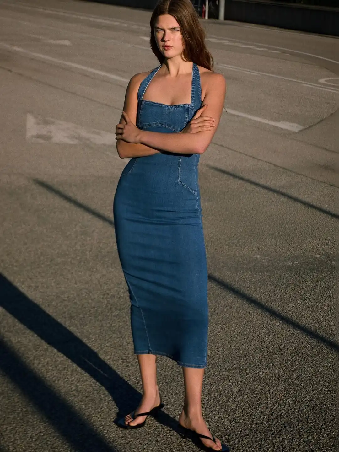 Buy Bershka Denim midi dress - Dresses for Women 39850055