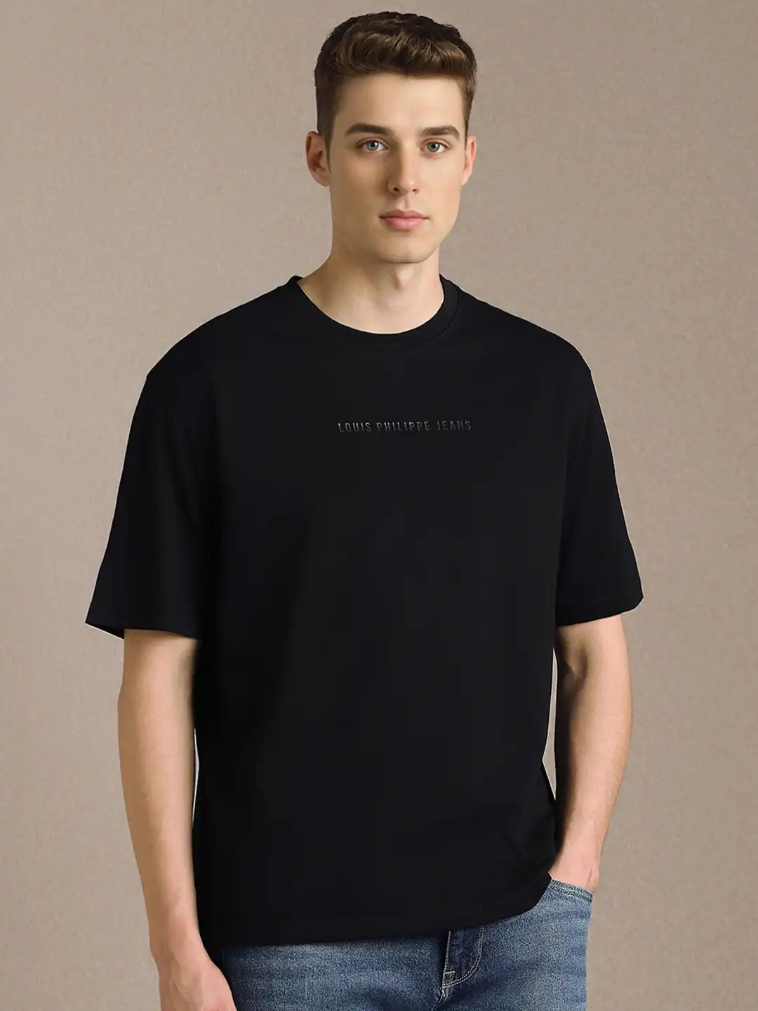 Jean Louis Tシャツ Buy Louis Philippe Men Boxy Fit Silicon HD Branding Half Sleeve