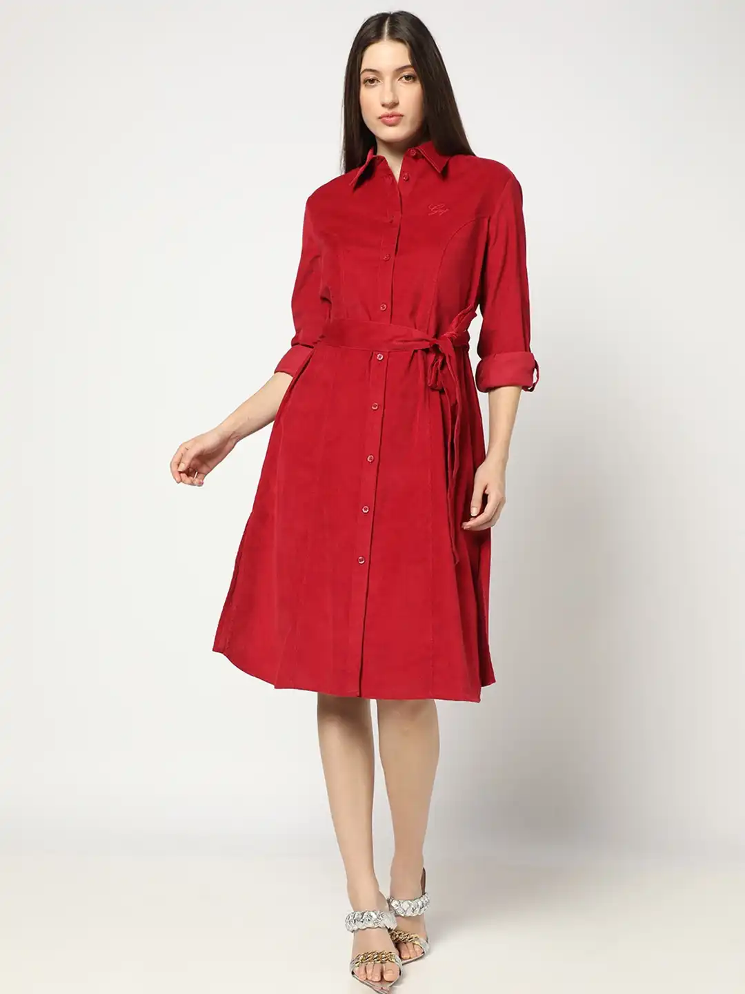 gap corduroy shirt dress Banana Republic Brown Corduroy Midi Shirt Dress