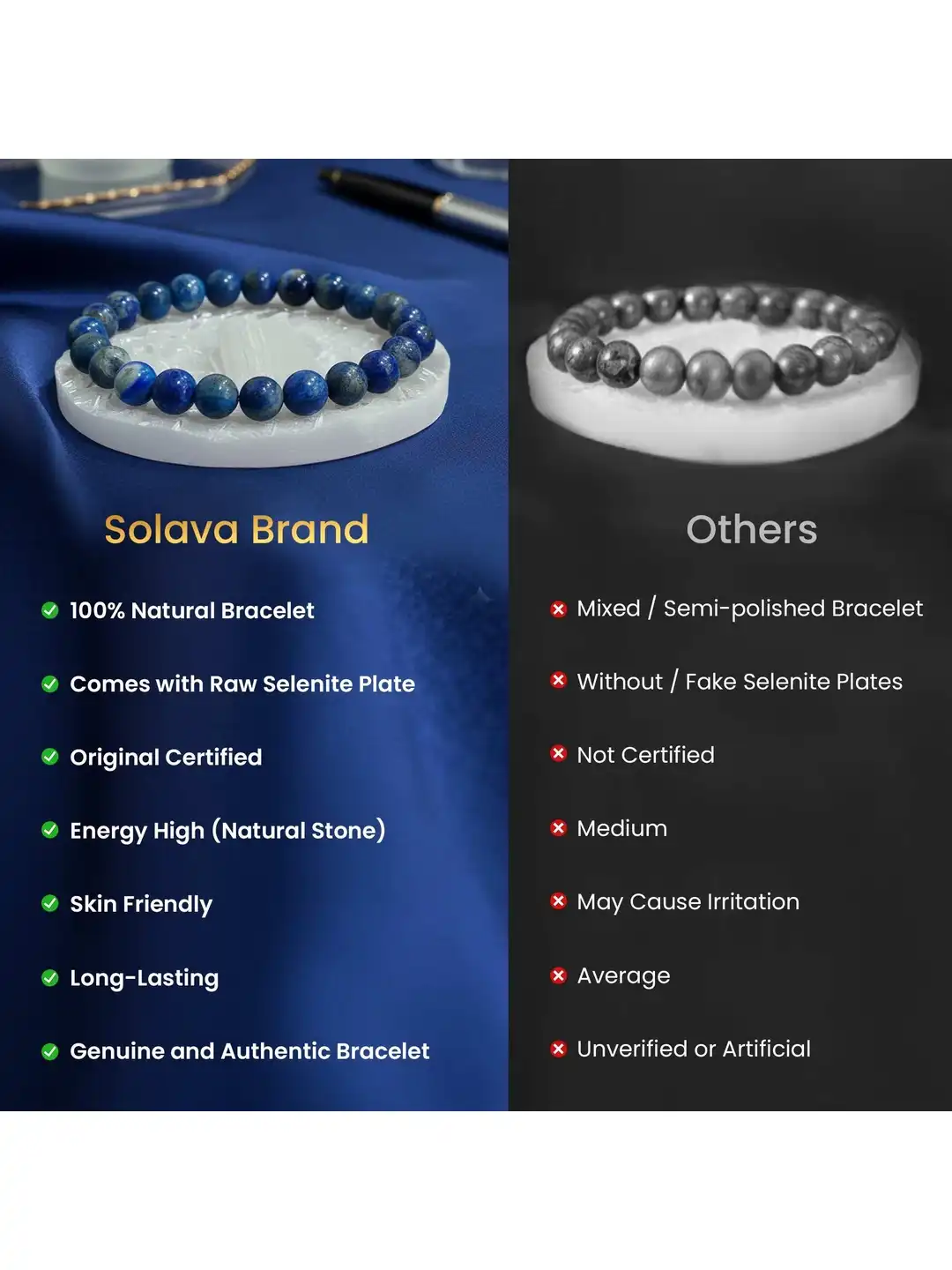 Buy SOLAVA Unisex Lapis Lazuli Bracelet - Bracelet for Unisex