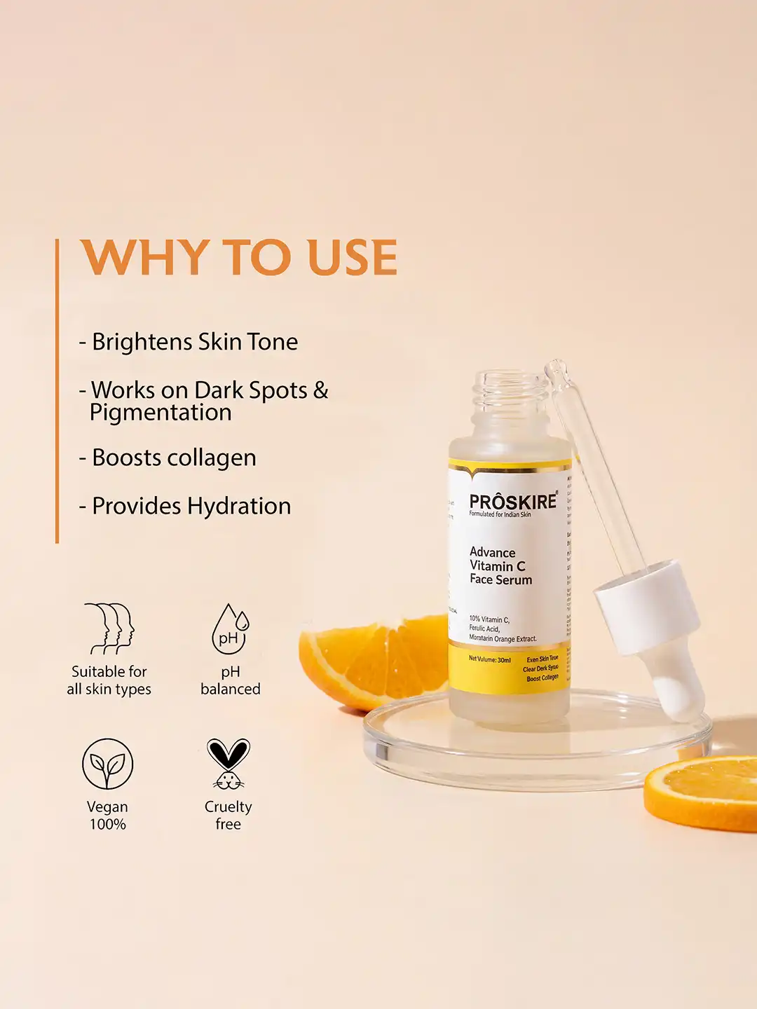 Buy Proskire Advanced Vitamin C Face Serum - 30 ml - Serum and Gel